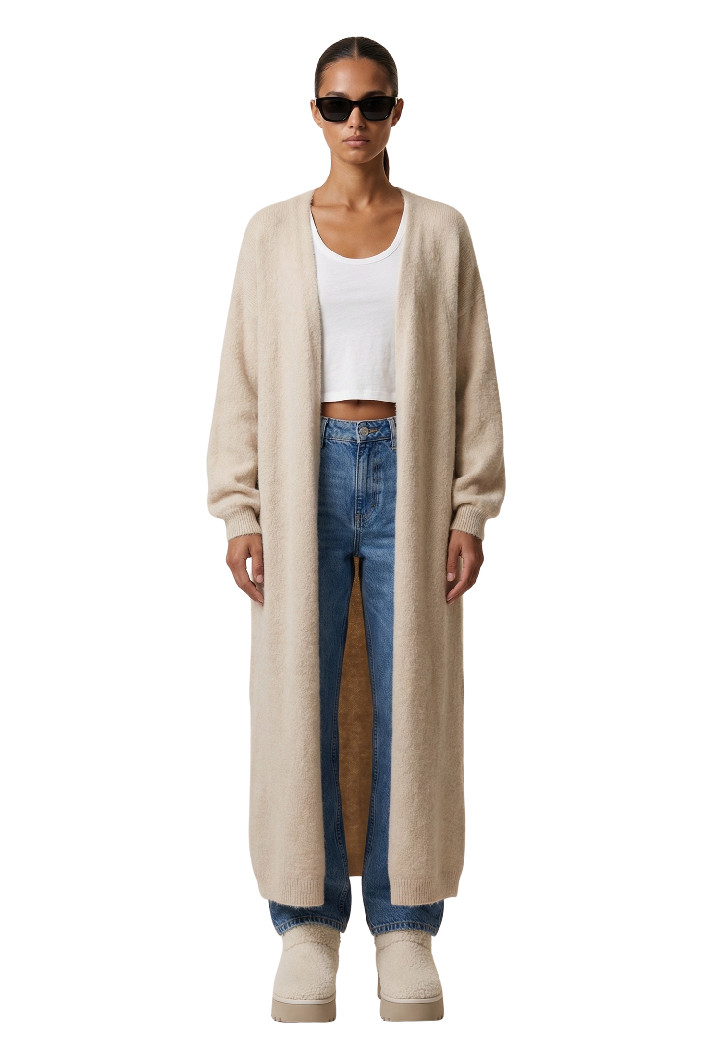 June Long Alpaca Cardigan Beige