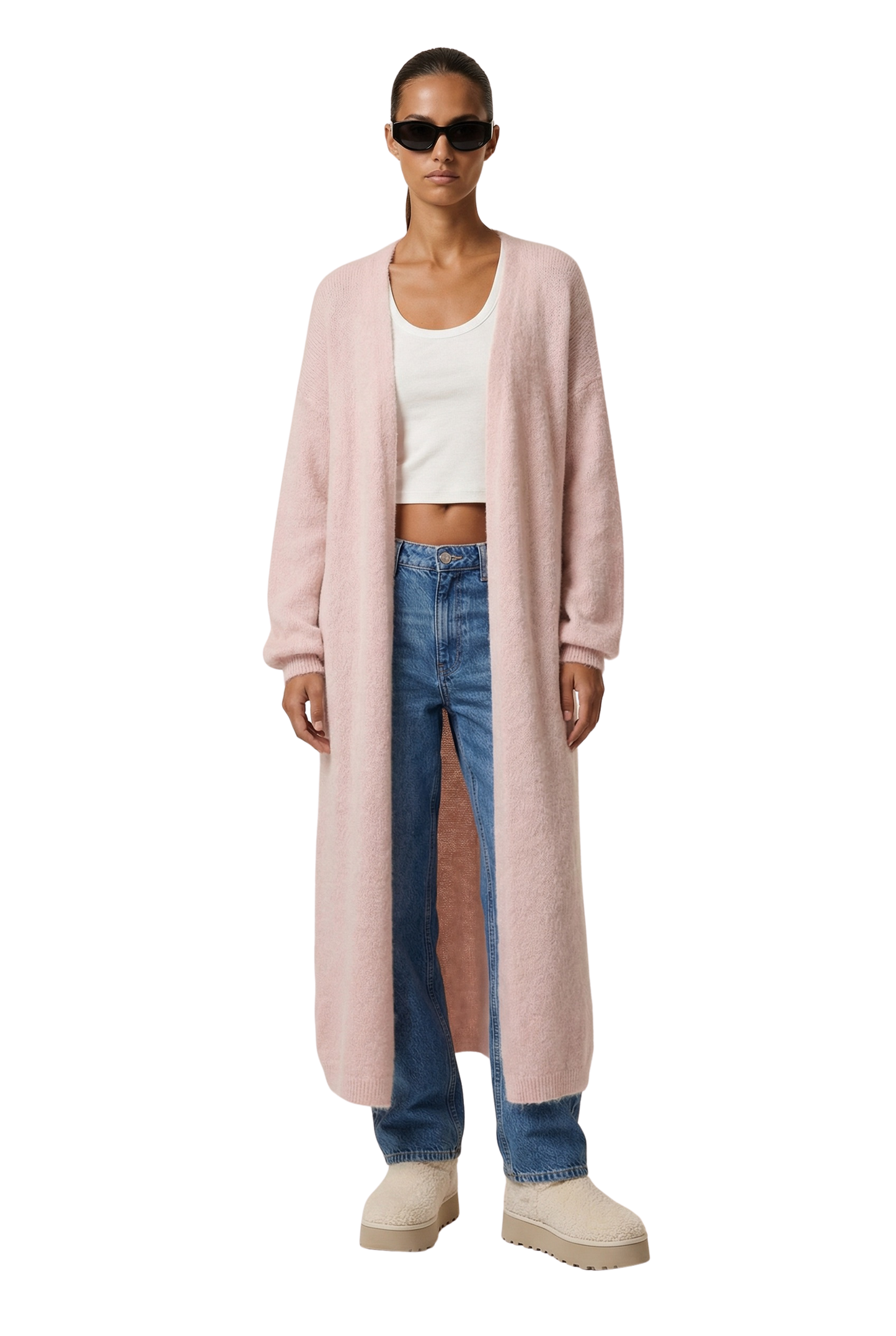 June Long Alpaca Cardigan Light Pink