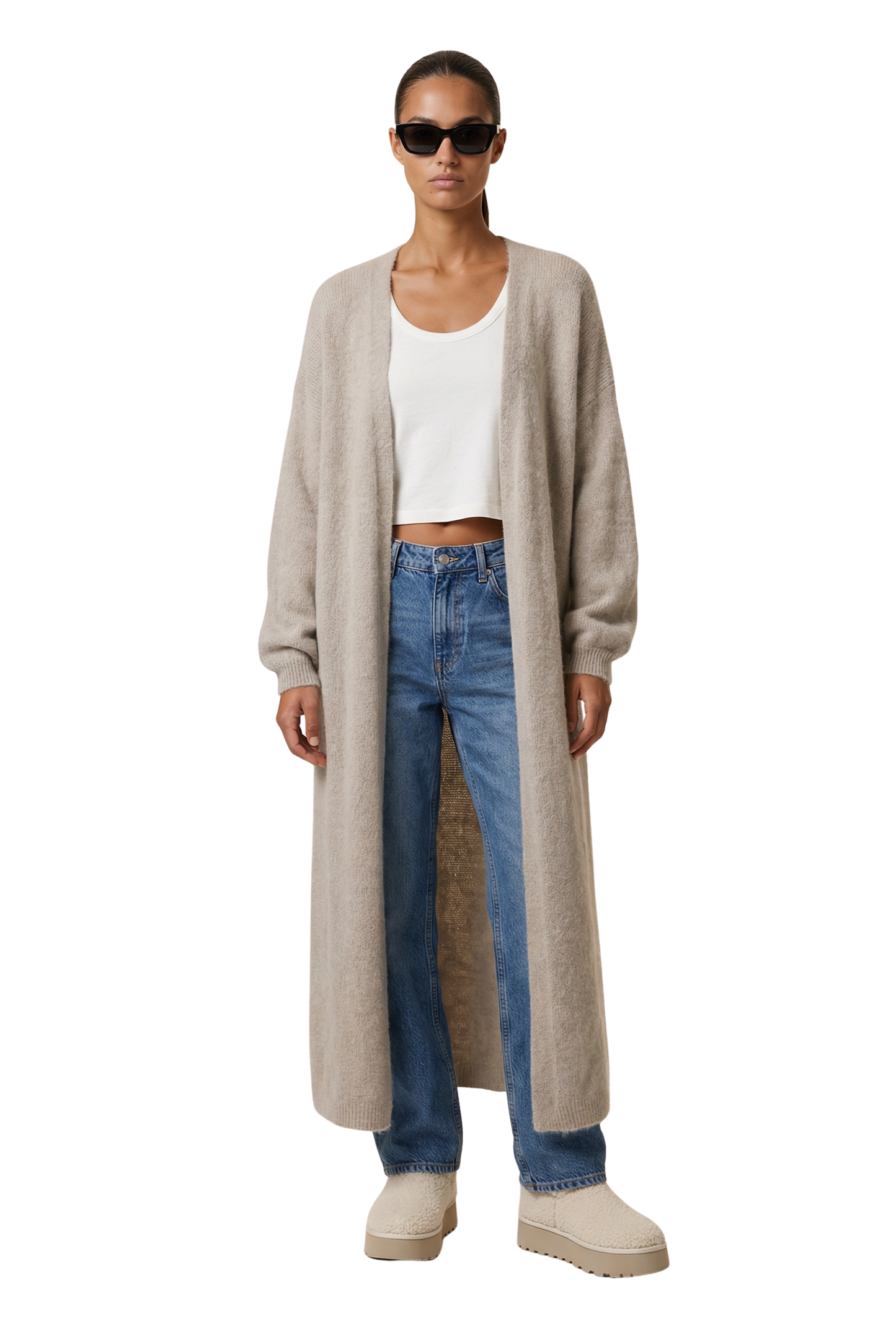 June Long Alpaca Cardigan Light Taupe