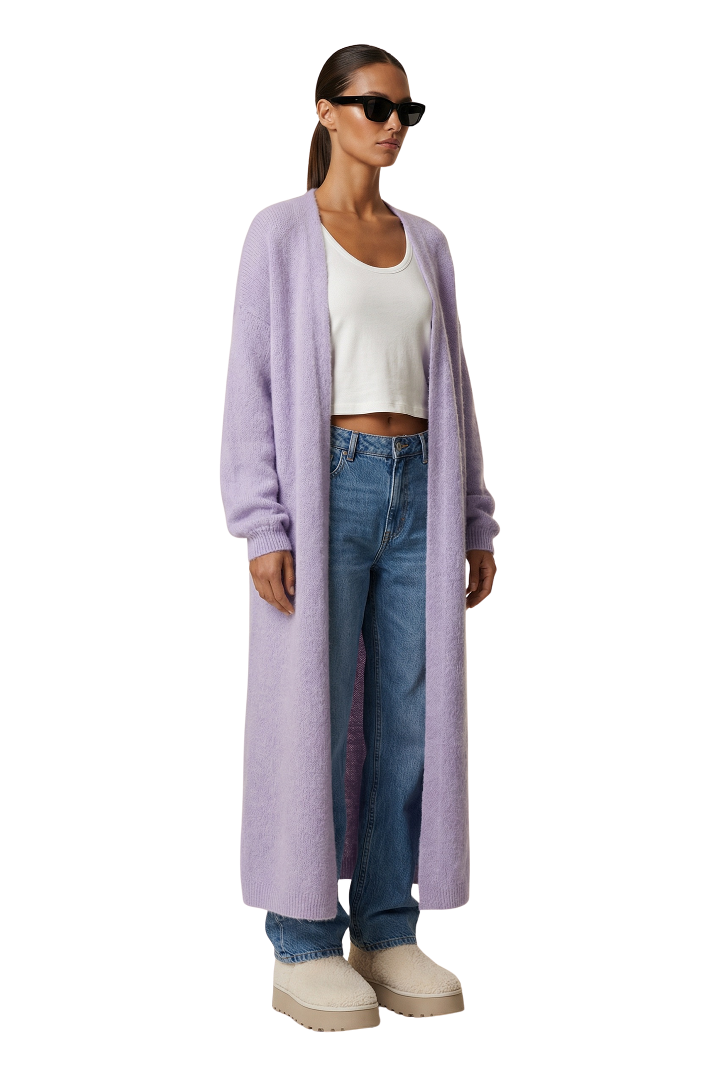 June Long Alpaca Cardigan Lilac