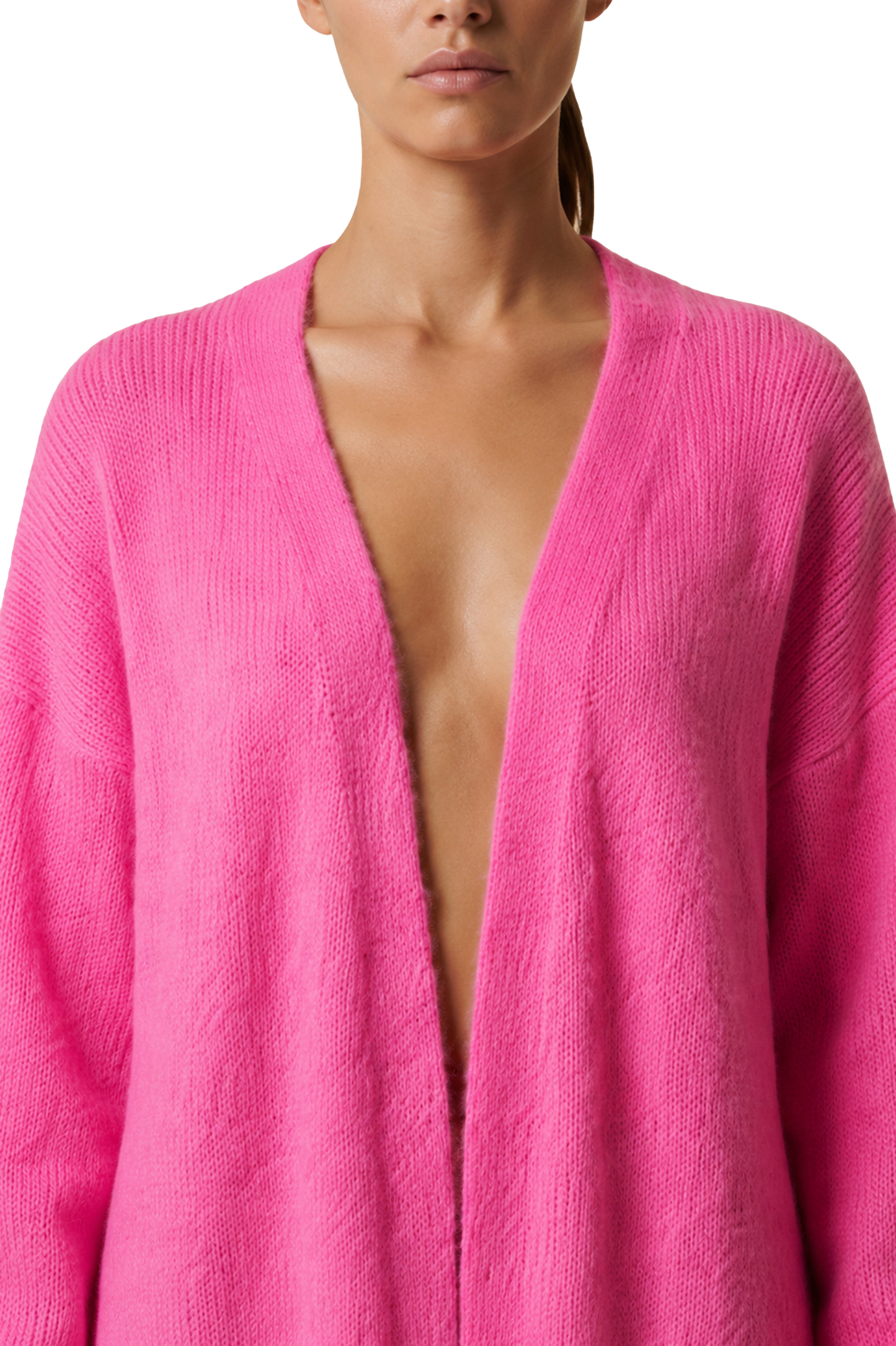 June Long Alpaca Cardigan Neon Pink