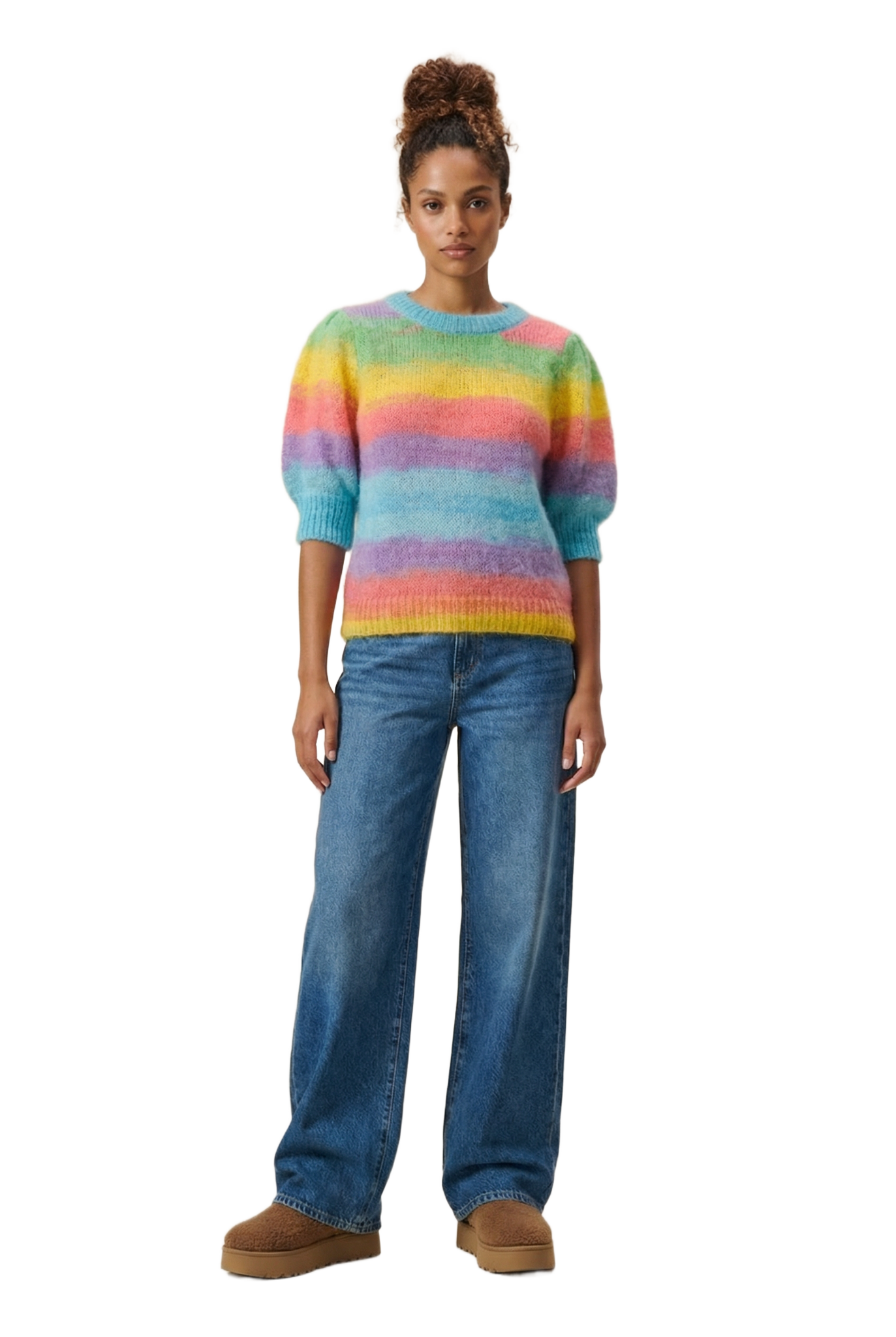 Kenza Short Sleeve Knit Pullover Rainbow