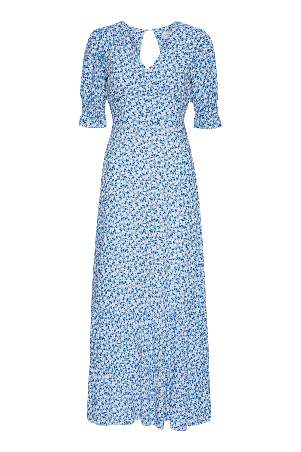 Koko Dress Long Open Back Blue / White Flower