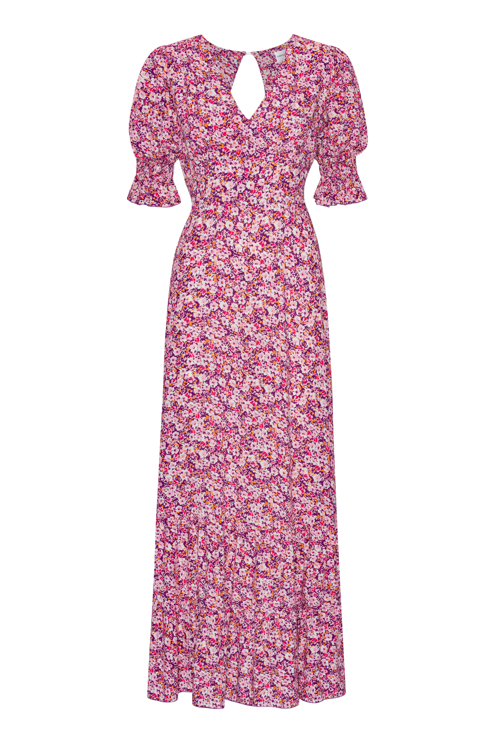 Koko Long Dress Open Back Lilac Bordeaux Big Flower