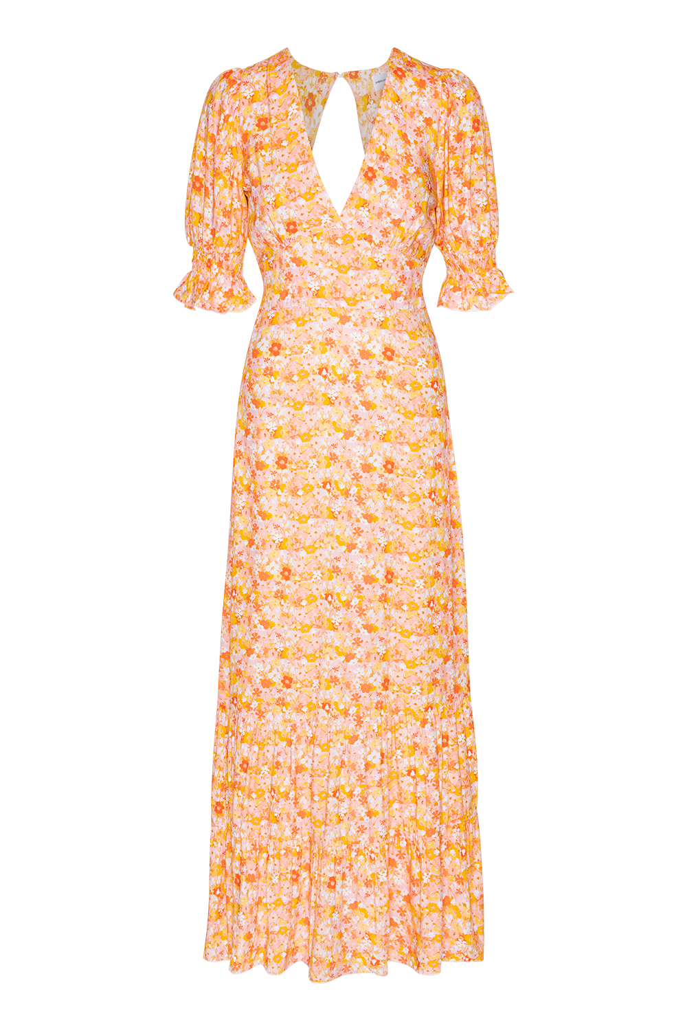 Koko Dress Long Open Back Peach Flower