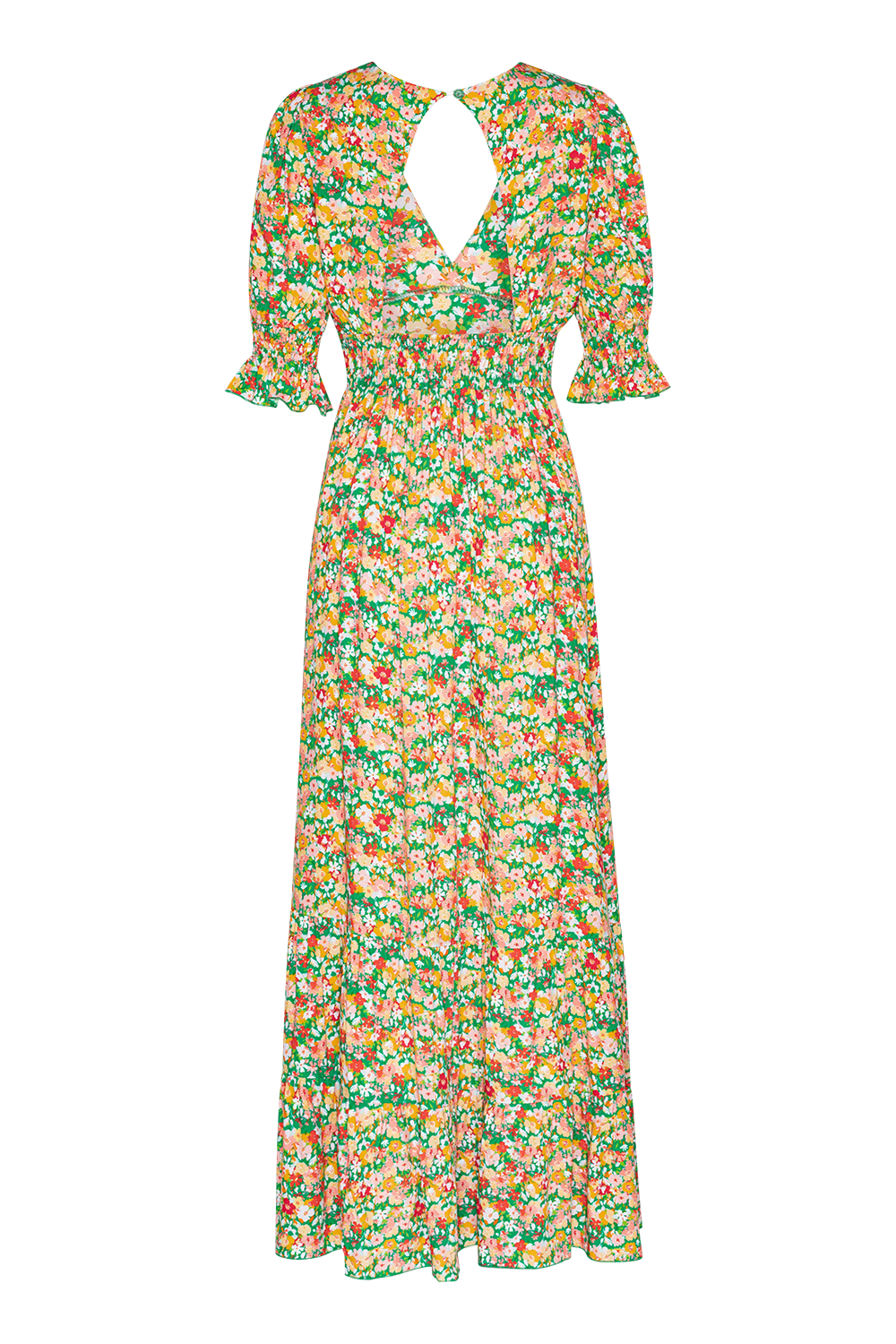 Koko Dress Long Open Back Green Flower