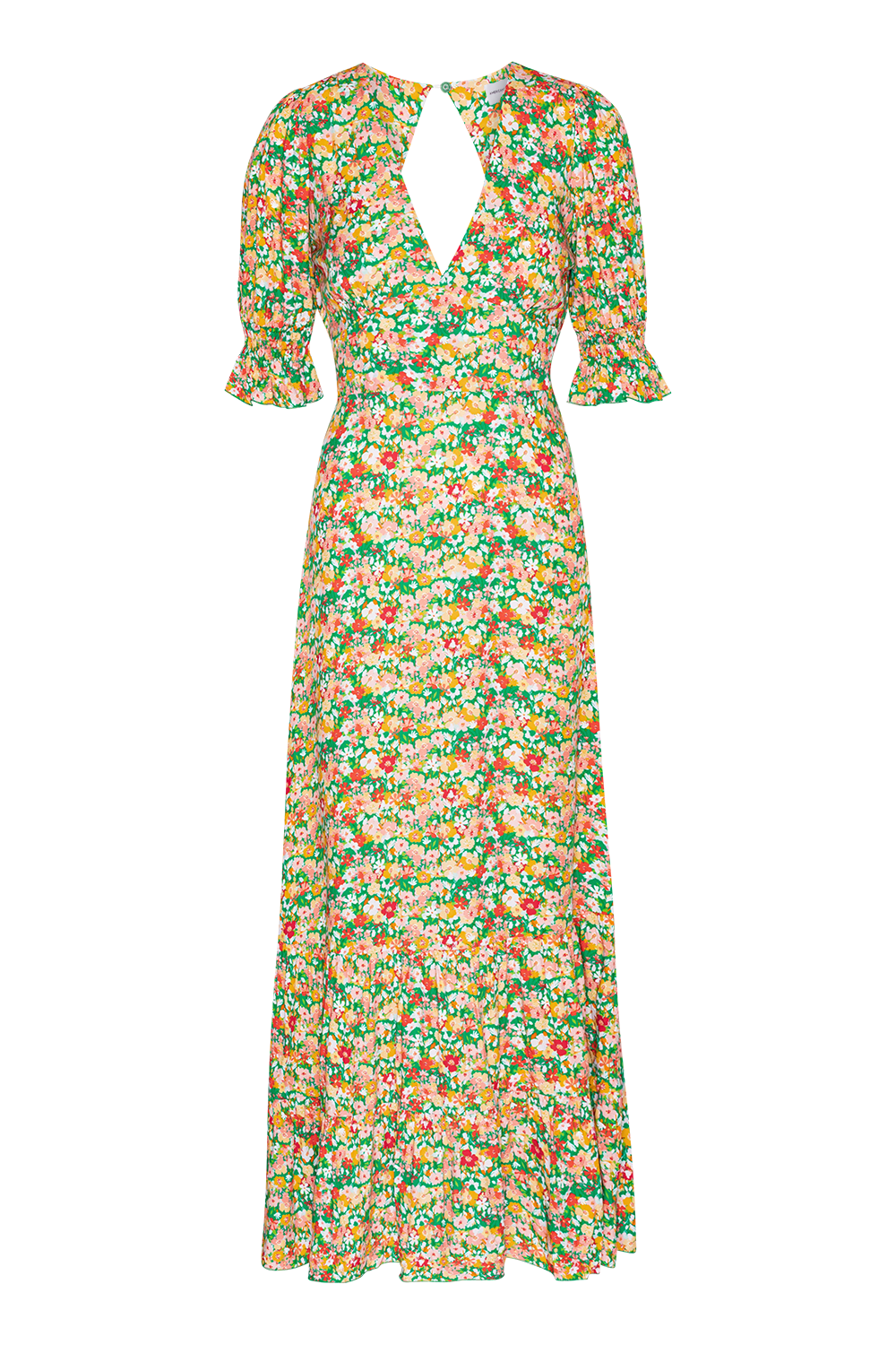 Koko Dress Long Open Back Green Flower