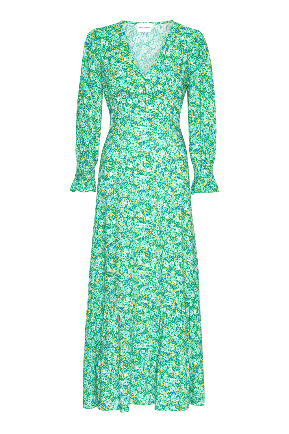 Koko Dress Long Closed Back Emerald Green Summer Flower