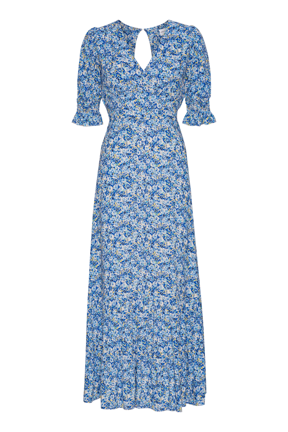 Koko Dress Long Open Back Sky Blue Flower
