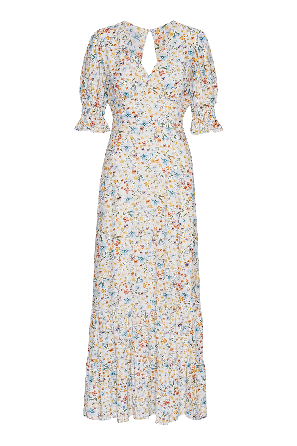 Koko Dress Long Open Back White Summer Flower