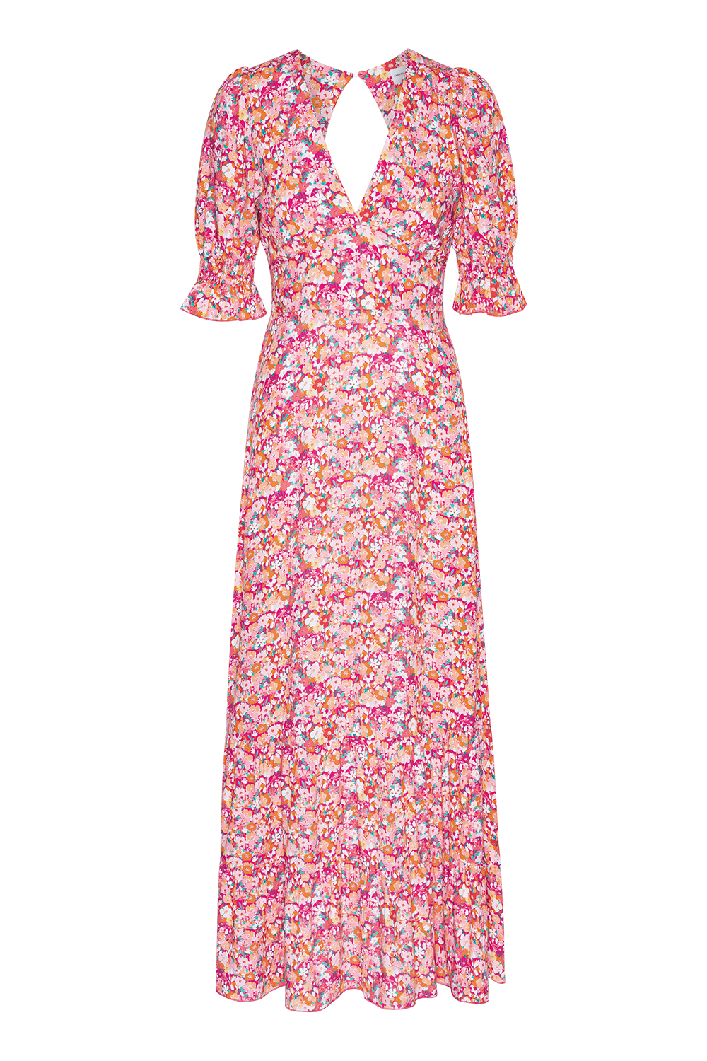 Koko Dress Long Open Back Red Flower