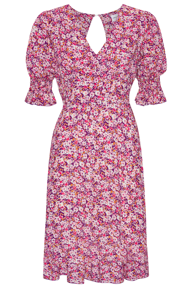 Koko Short Dress Lilac Bordeaux Big Flower