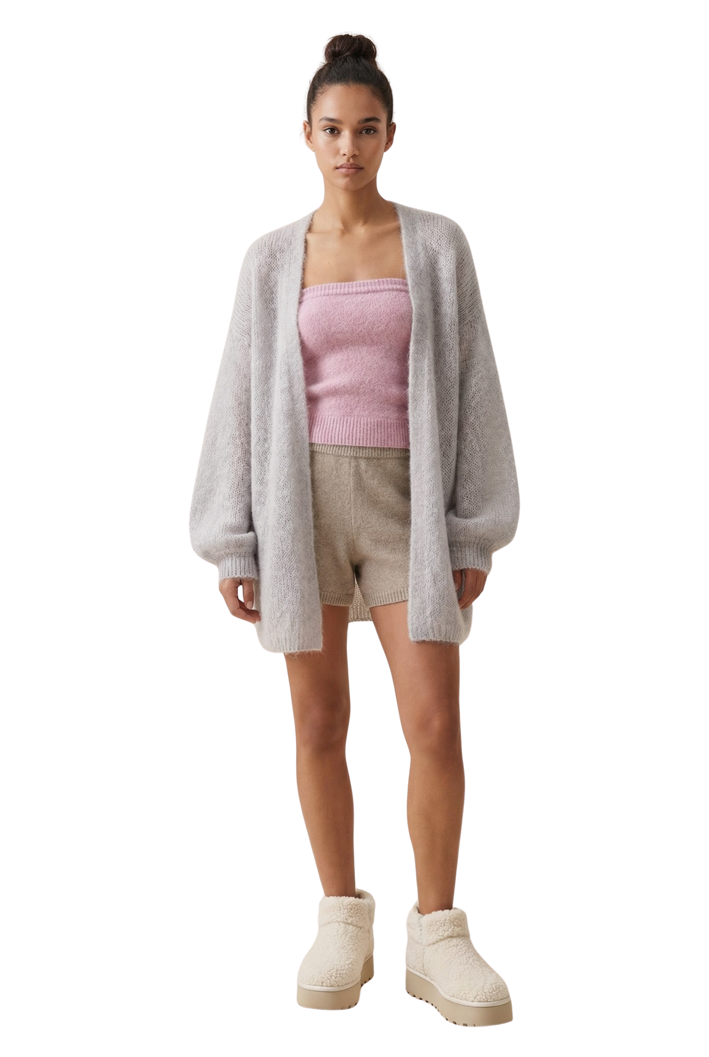 Lee Midi Cardigan Light Grey