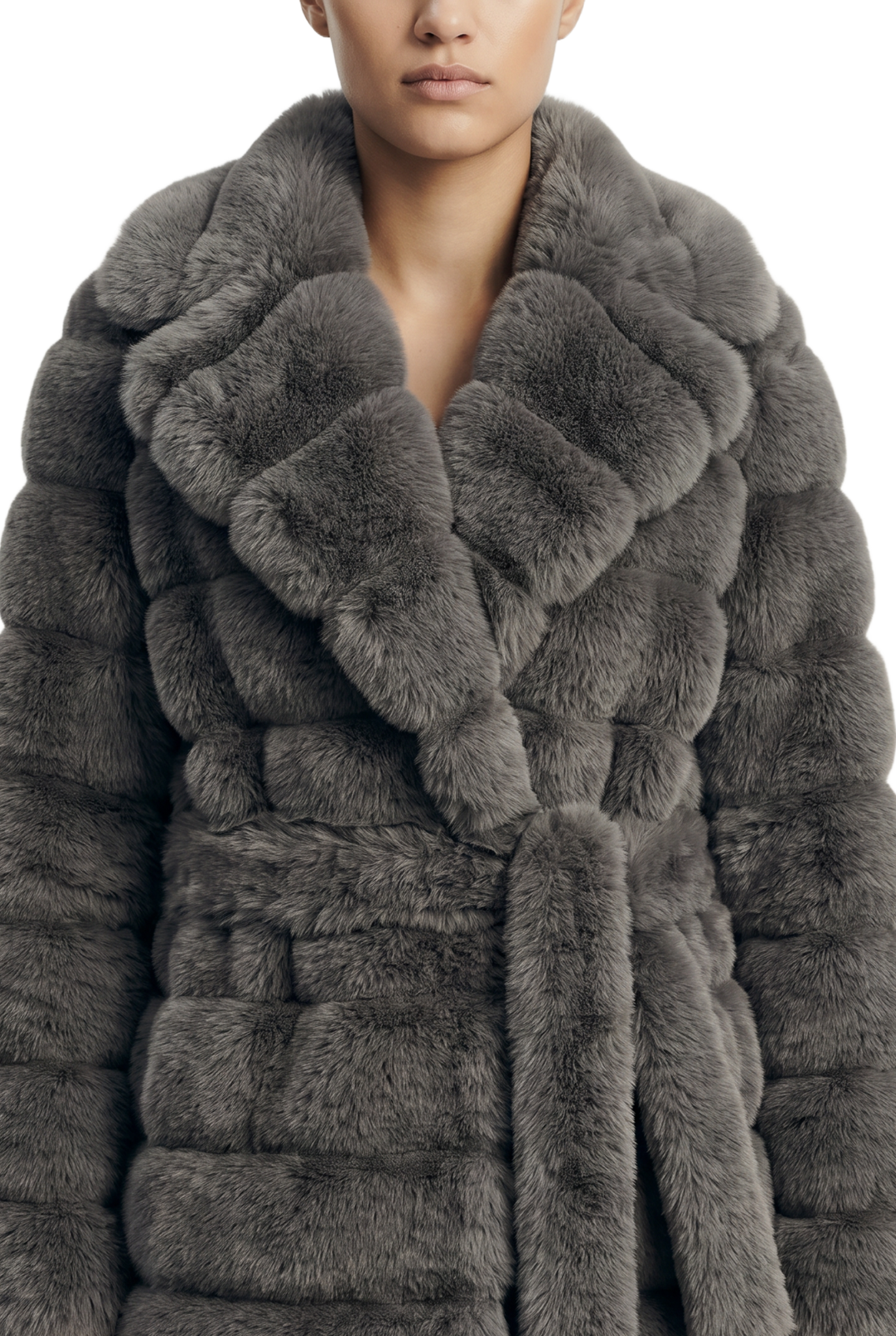 Leelai Faux Fur Coat Long Dark Grey