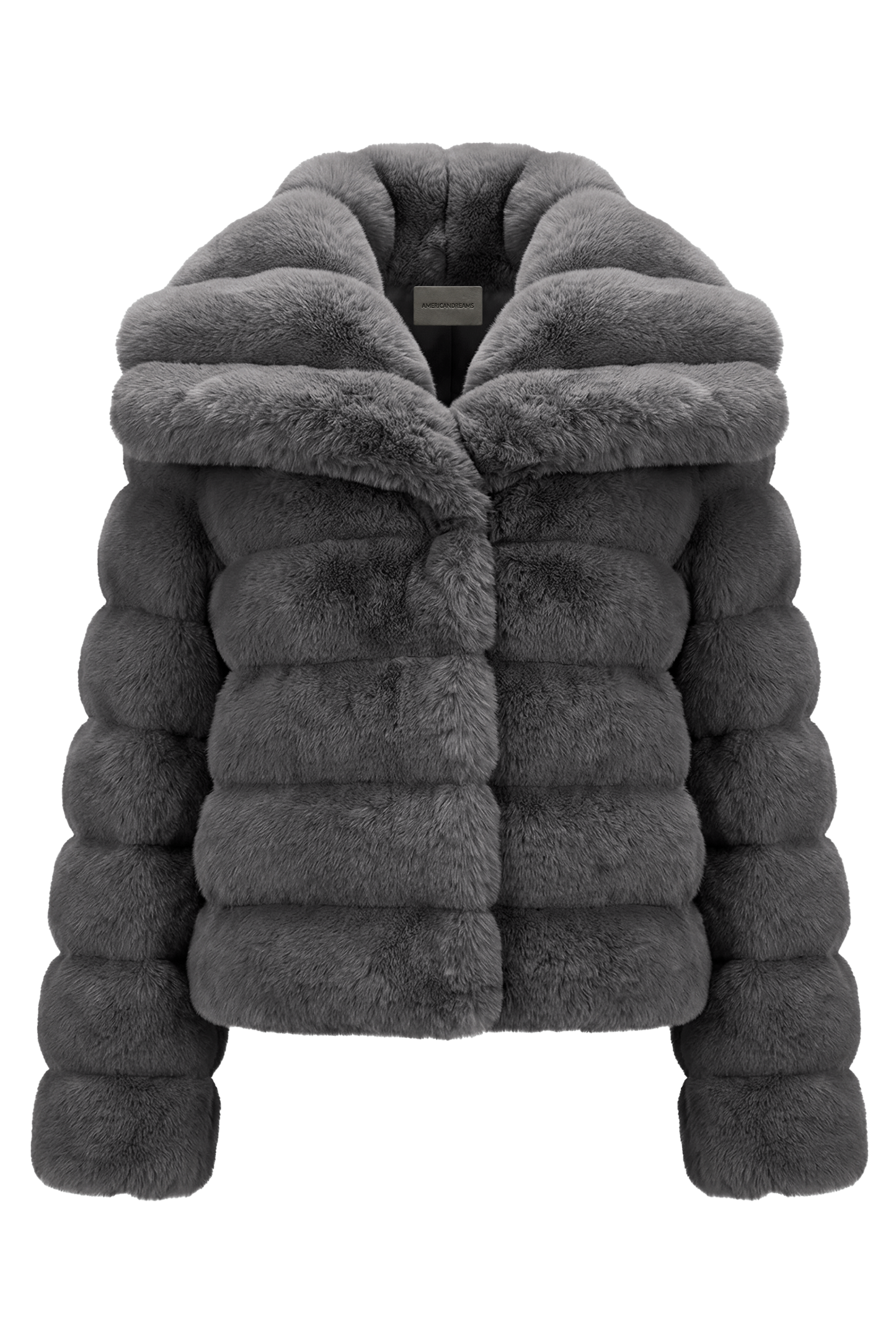Leelai Faux Fur Coat Short Dark Grey