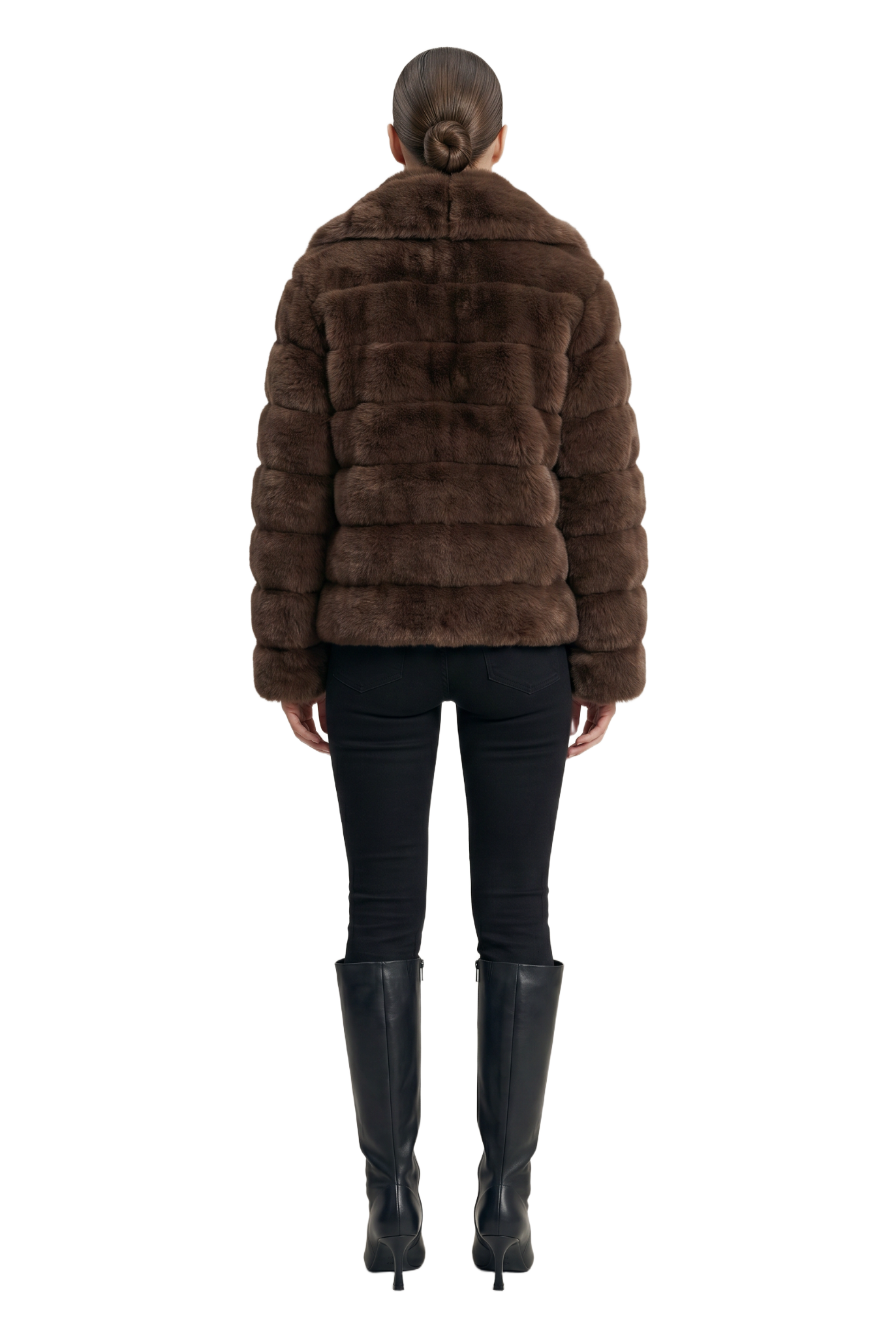 Leelai Faux Fur Coat Short Dark Brown