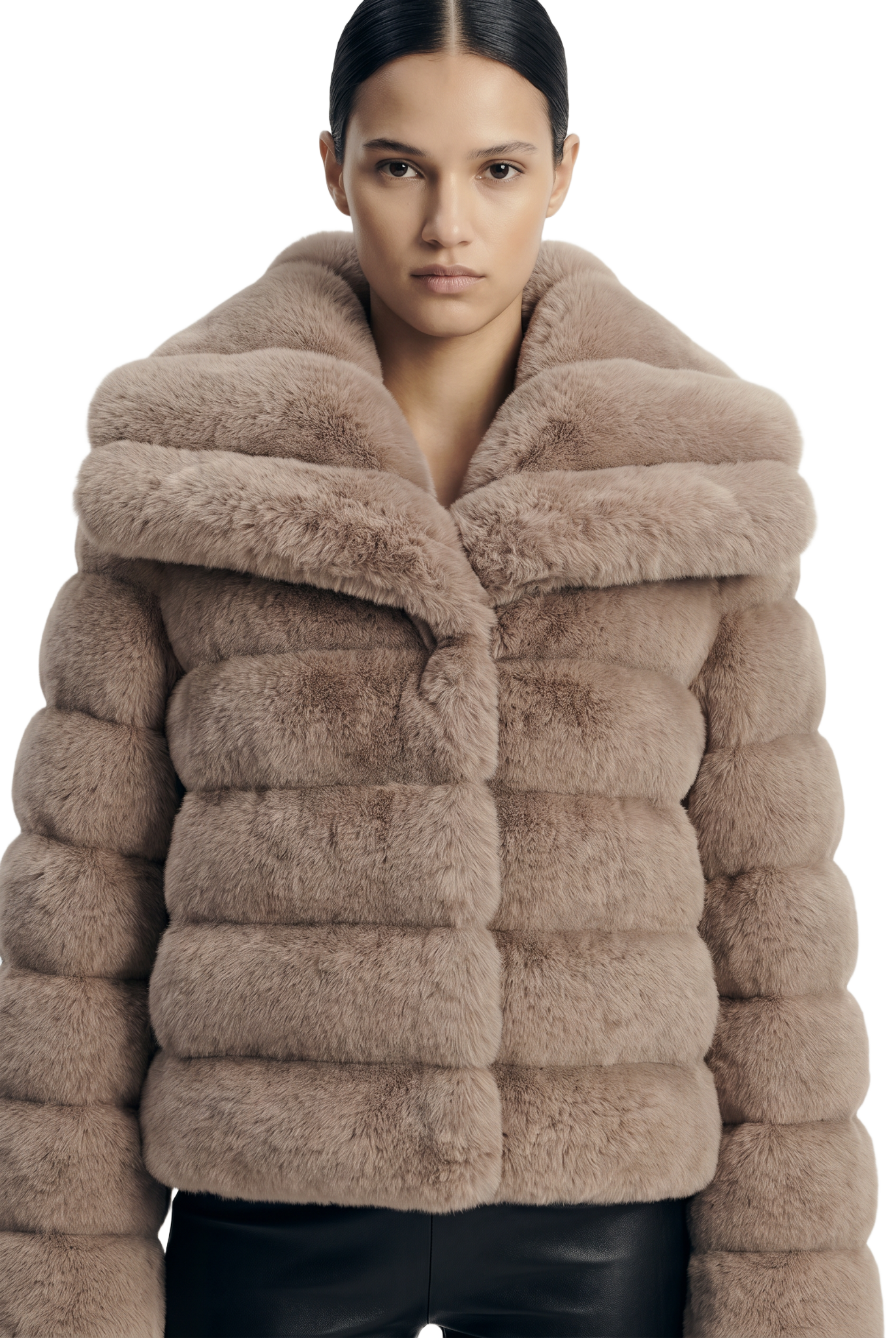 Leelai Faux Fur Coat Short Taupe