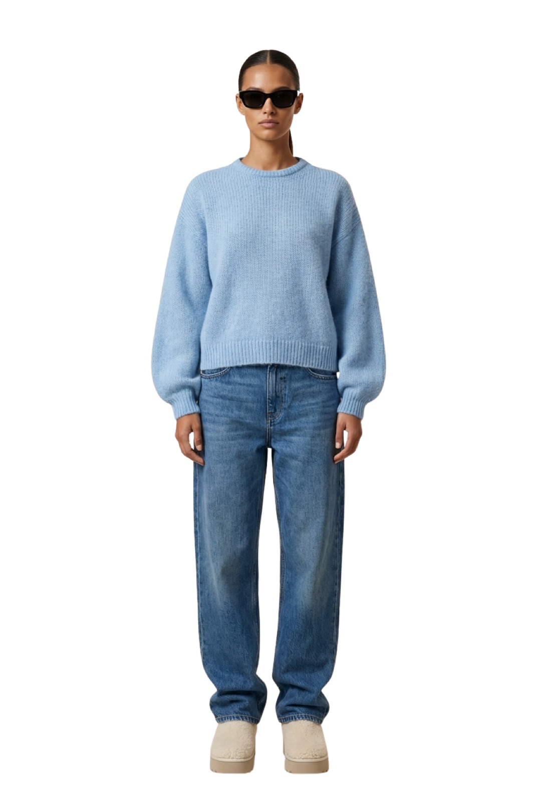 Liana Round Neck Pullover Light Blue