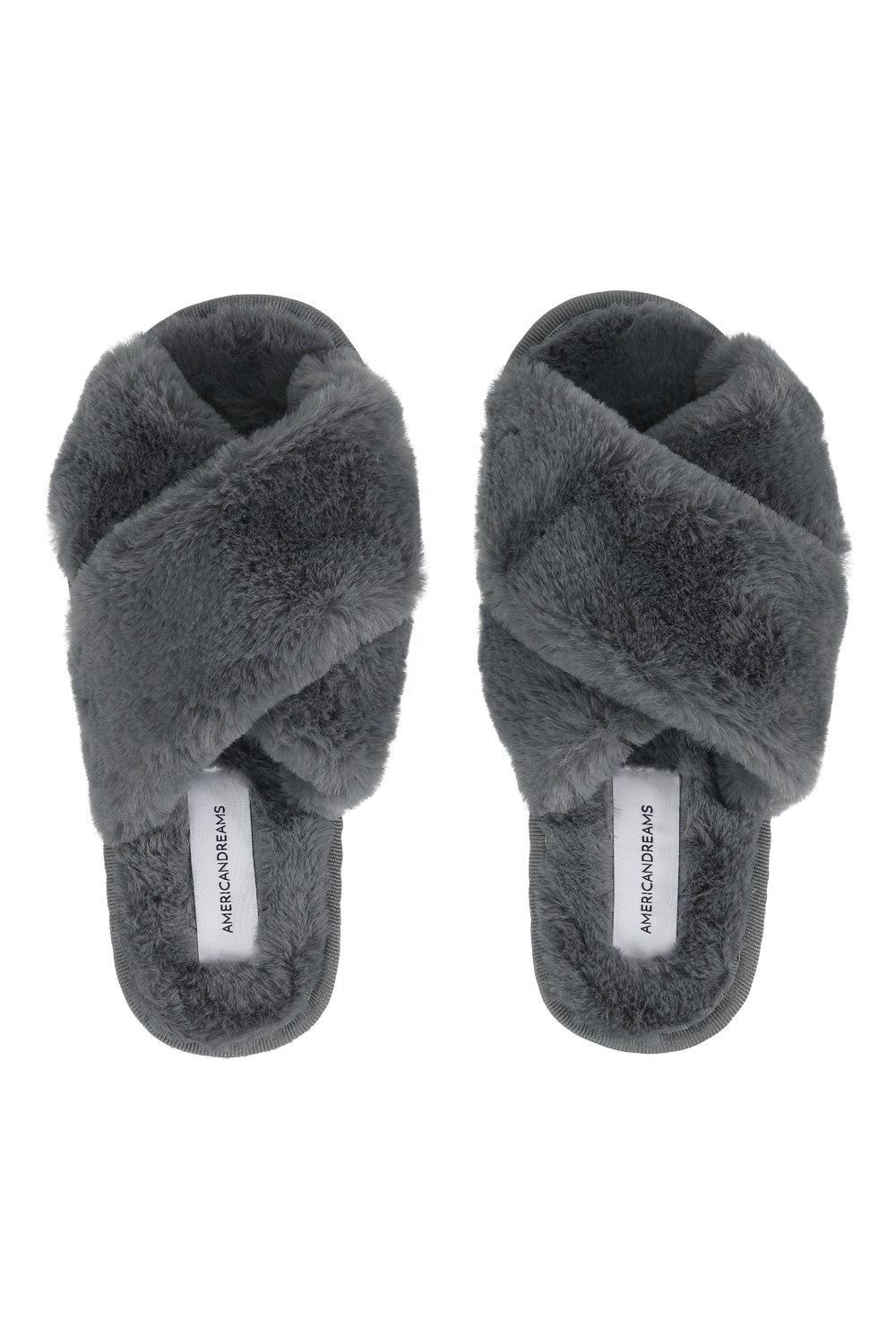 Lou Faux Fur Slippers Dark Grey