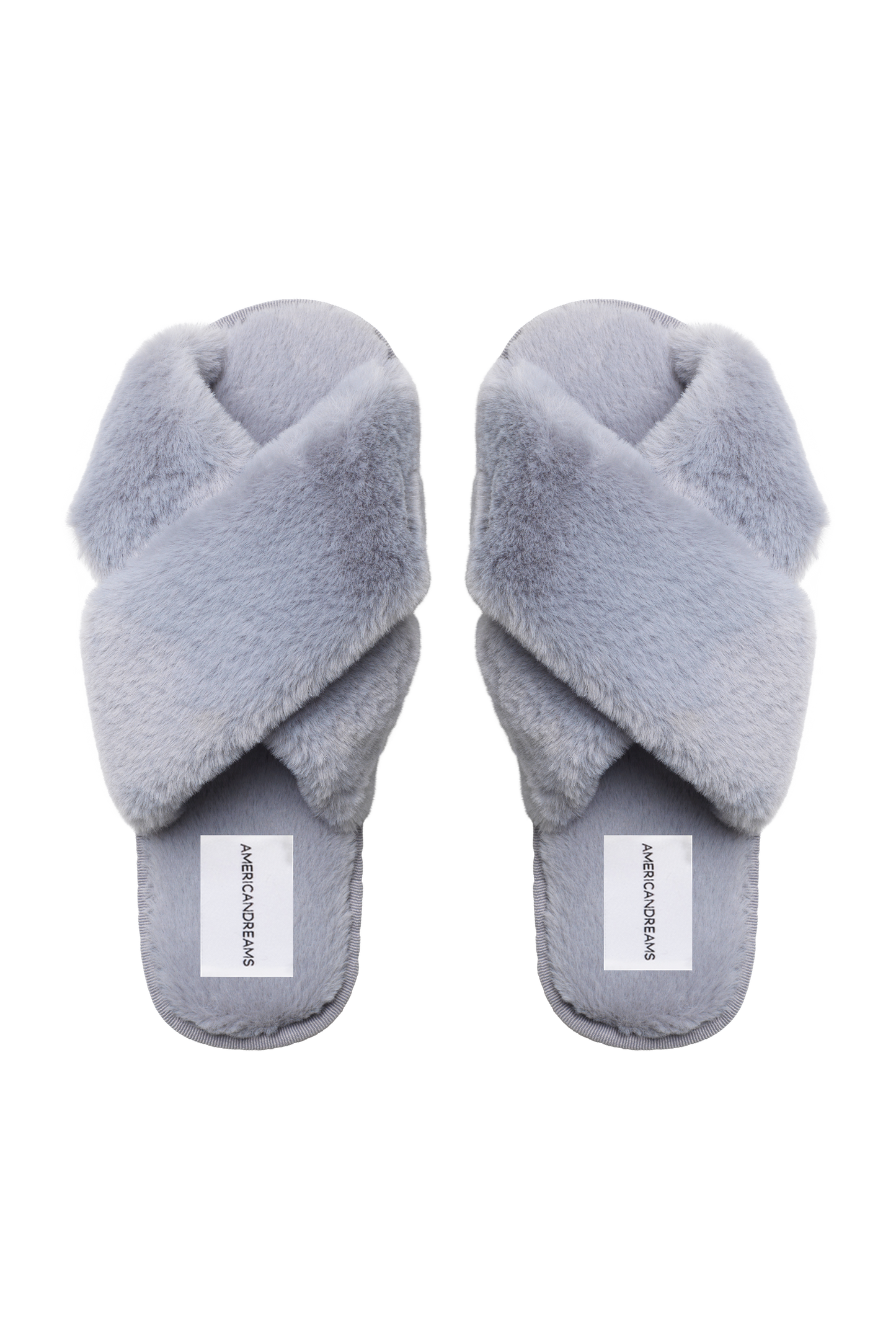 Lou Faux Fur Slippers Light Grey