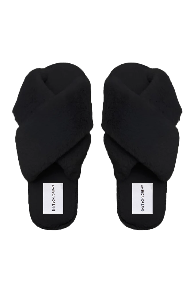 Lou Faux Fur Slippers Black