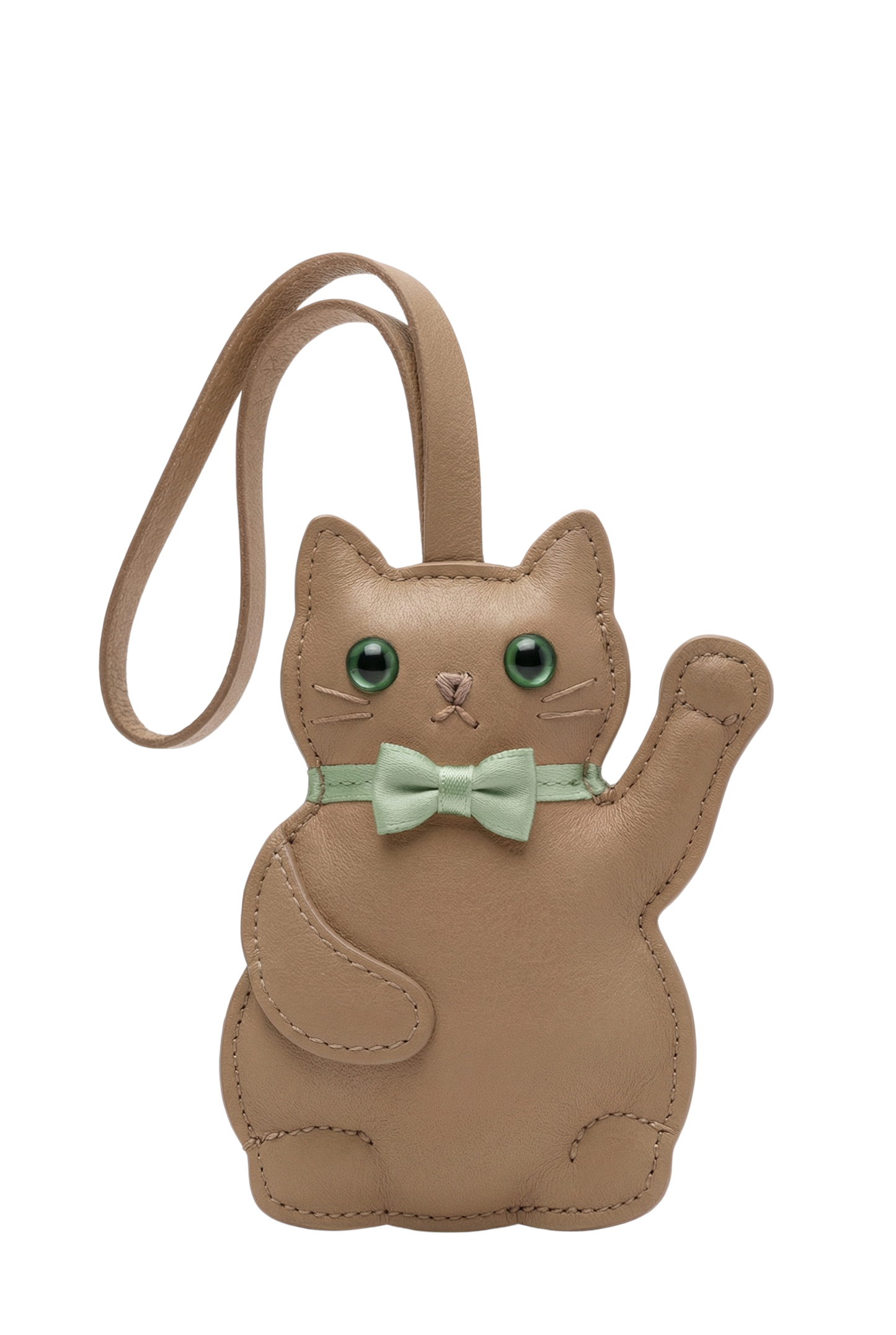 Lucky Cat Bag Charm Brown