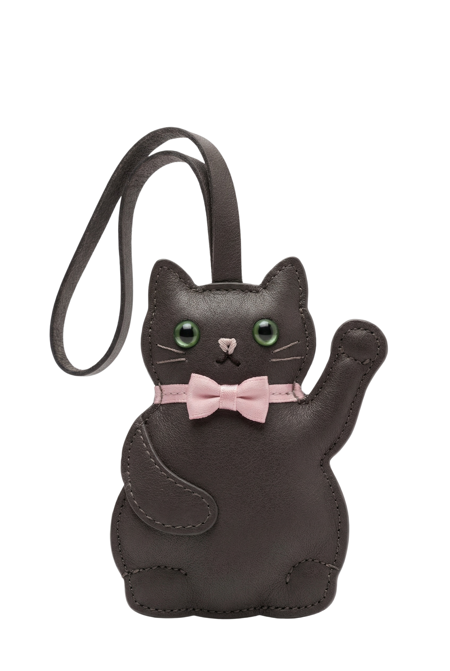 Lucky Cat Bag Charm Dark Grey
