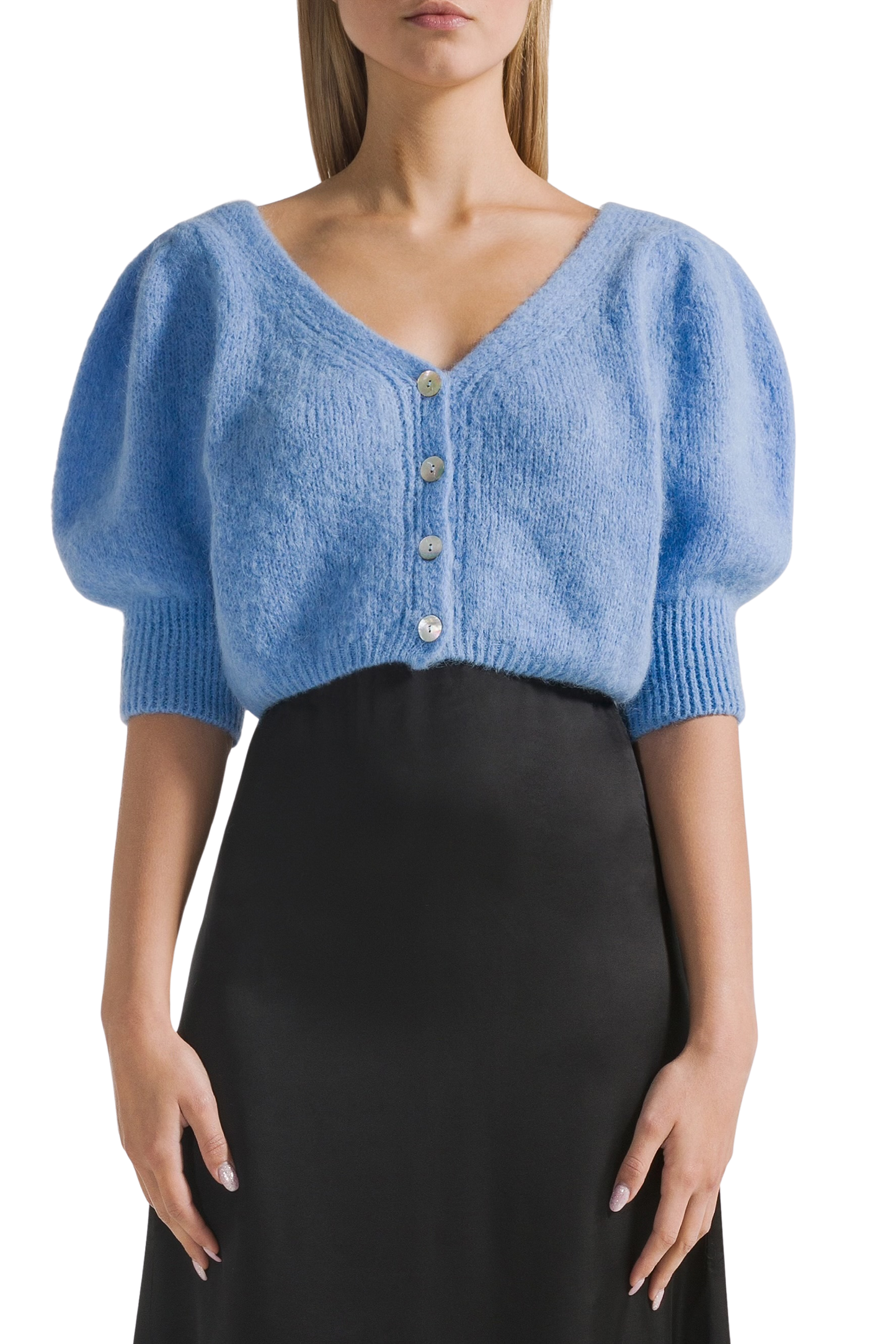 Manda Alpaca Cardigan Sky Blue