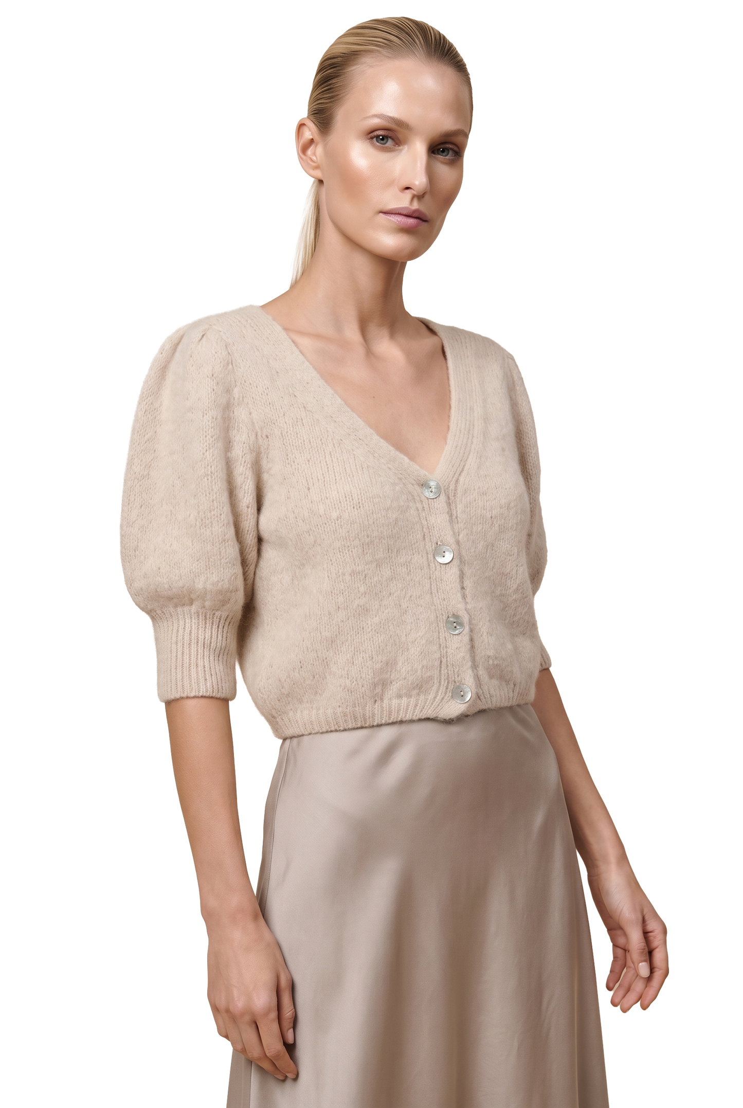 Manda Alpaca Cardigan Beige