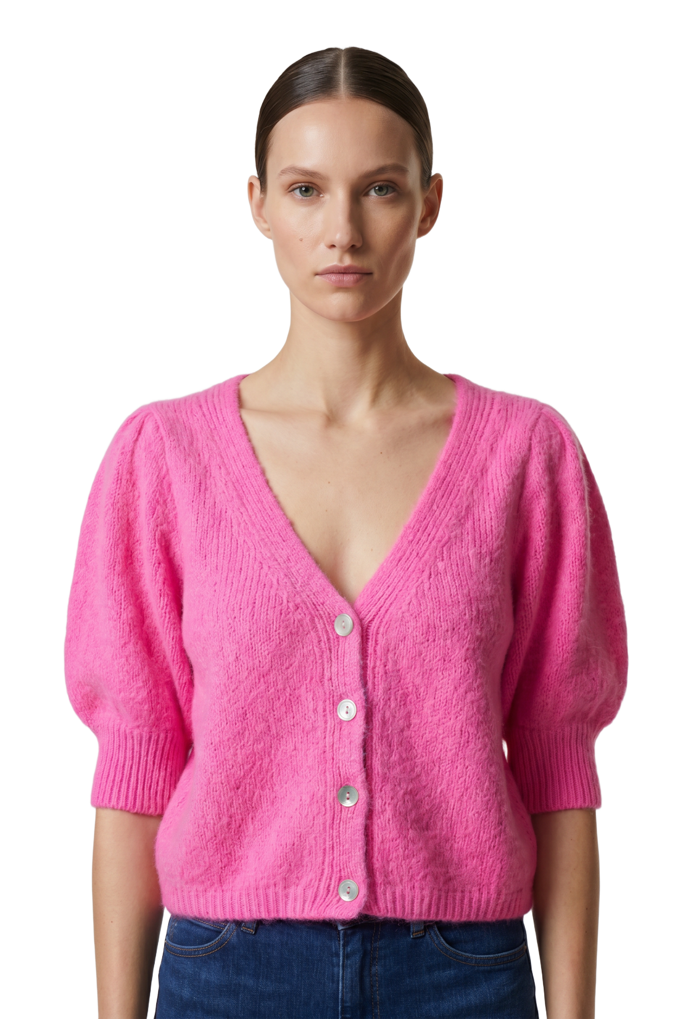 Manda Alpaca Cardigan Neon Pink