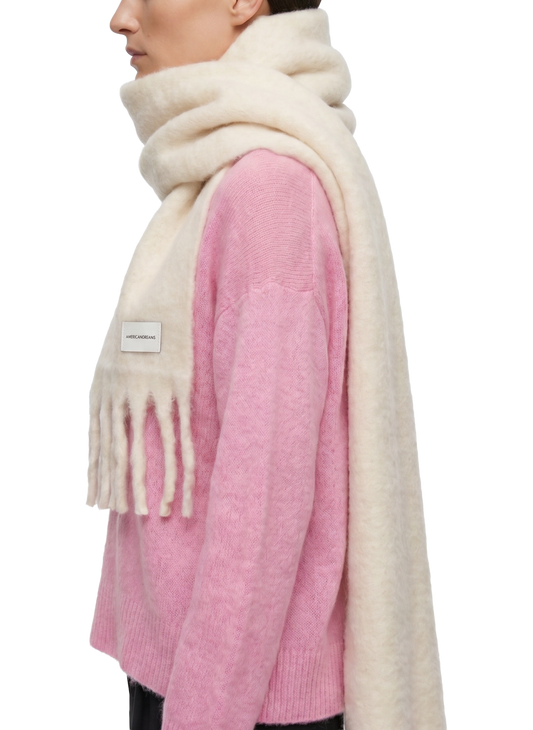 Maui Oversized Fringe Scarf White Model