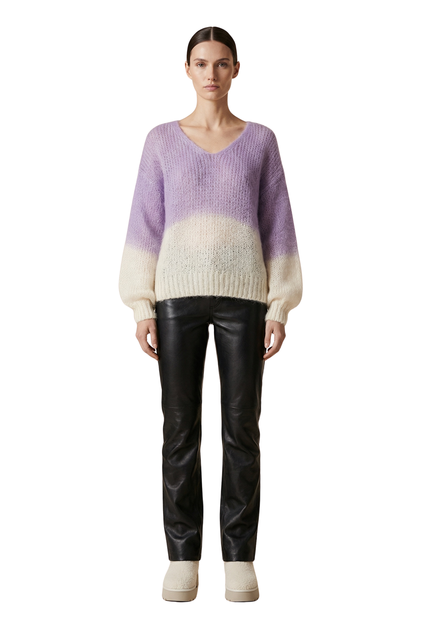 Milana Knit 2-Colored Lilac/White