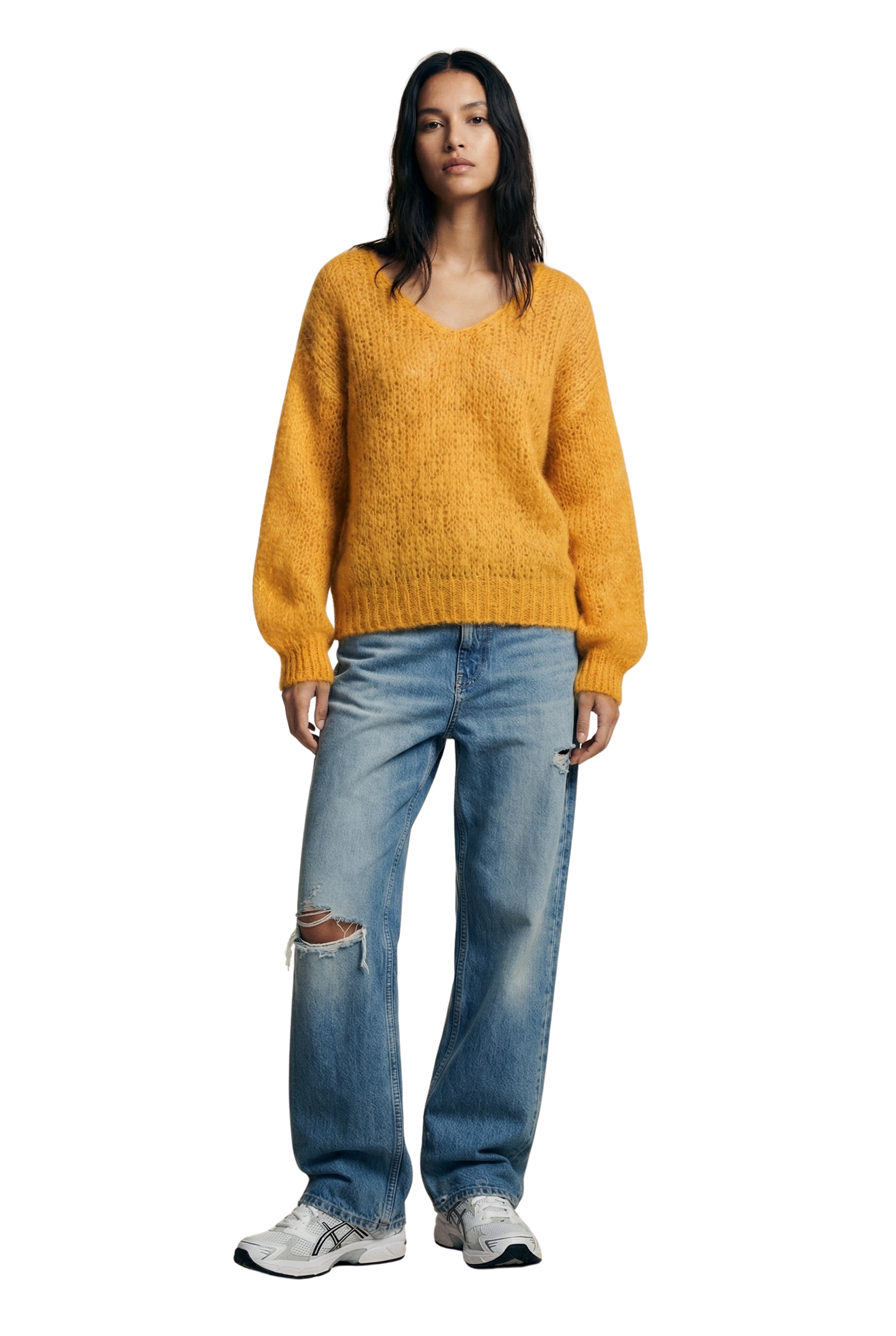 Milana LS Mohair Knit Burnt Yellow