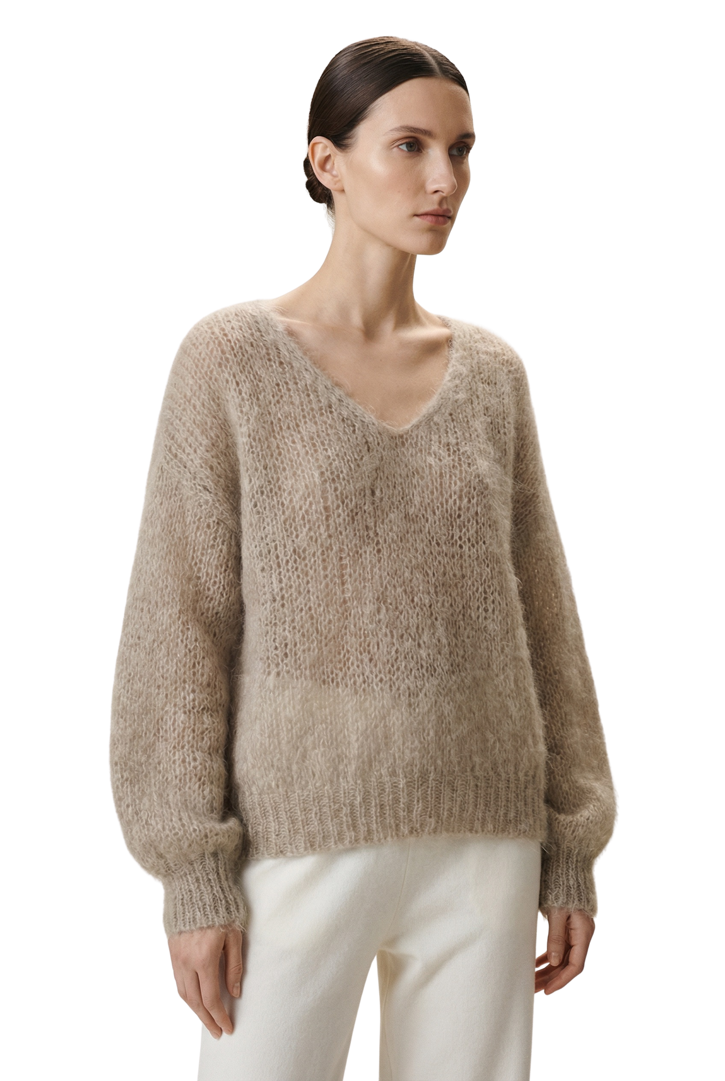 Milana LS Mohair Knit Light Taupe