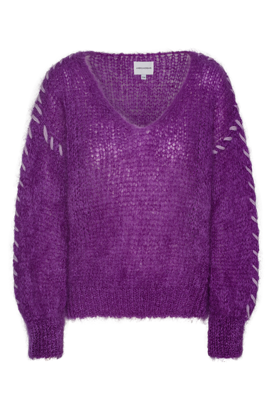 Milana LS Mohair Knit Stitching Deep Purple
