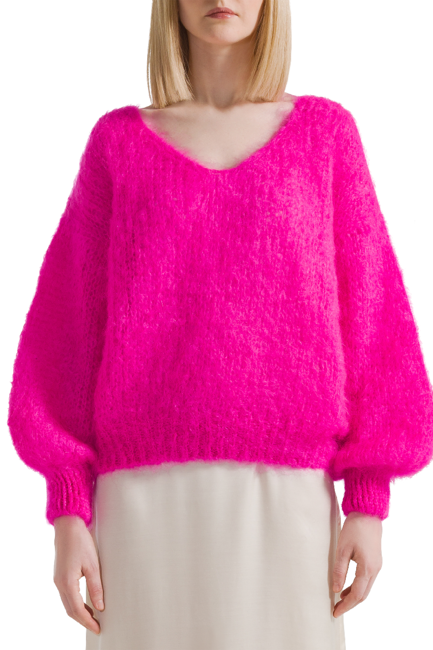 Milana LS Mohair Knit Neon Pink