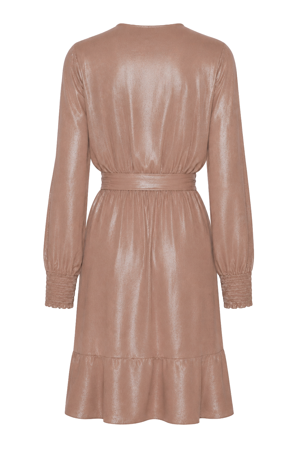 Milly LS Shimmer Wrap Dress Beige