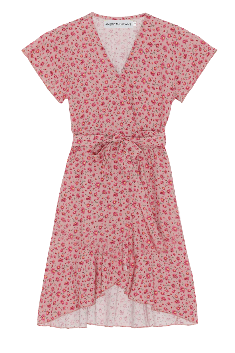 Milly Wrap Dress Kids Pink Flower