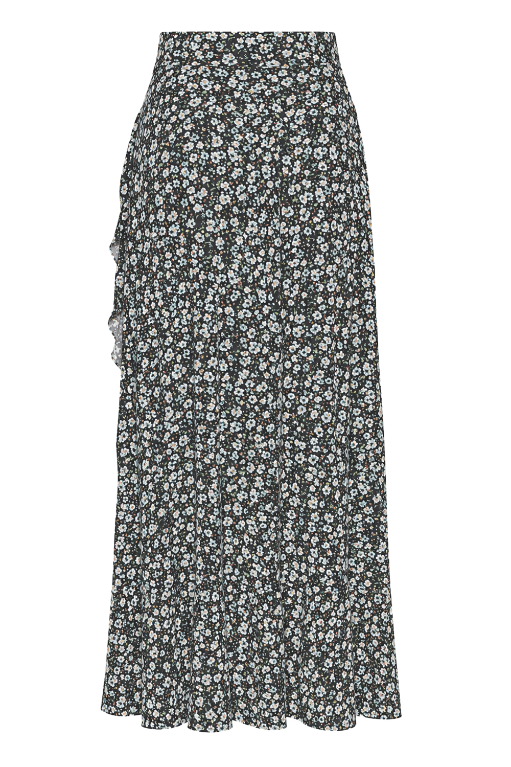 Milly Wrap Skirt Long Black / Blue Flower