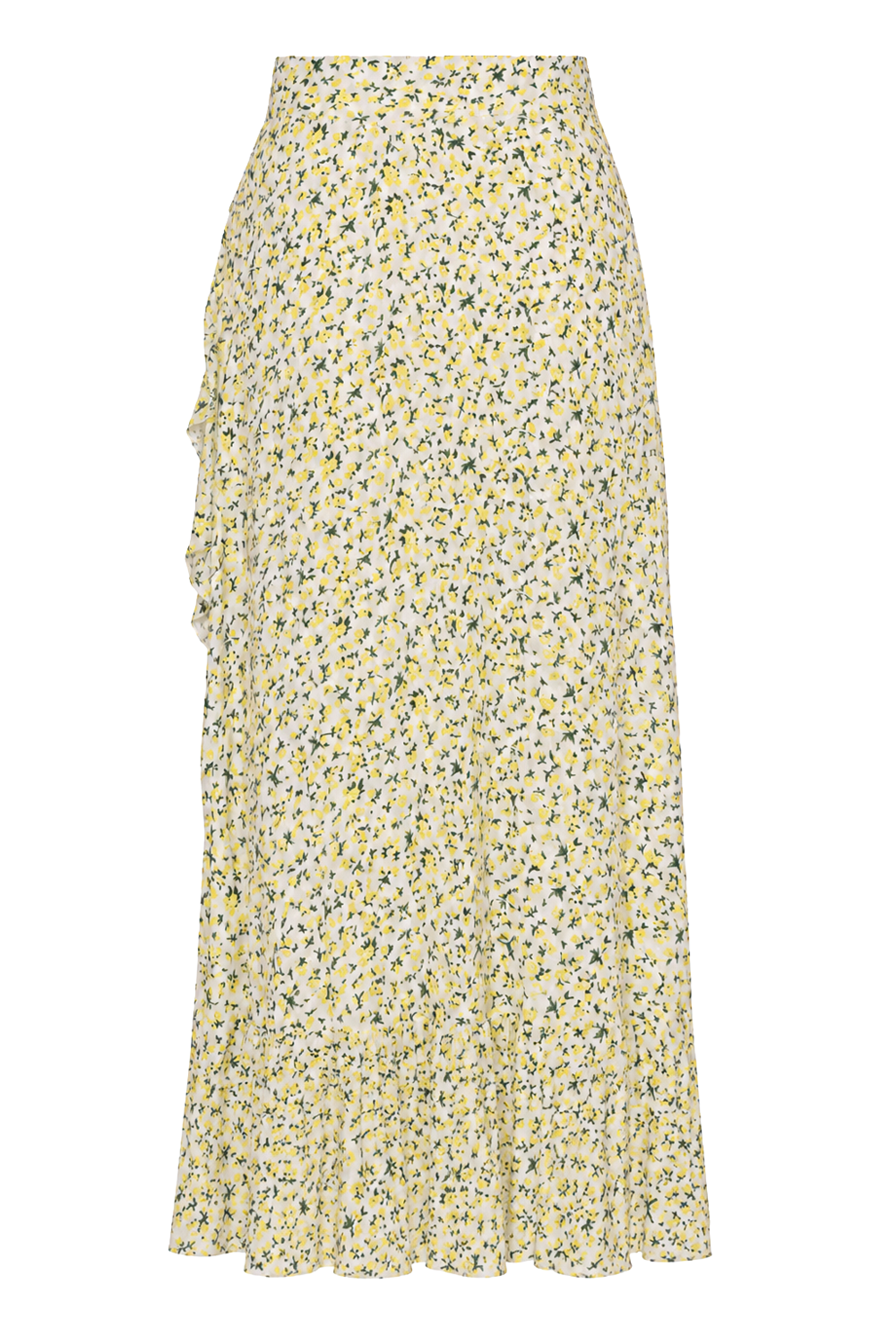 Milly Wrap Skirt Long White / Lime Flower