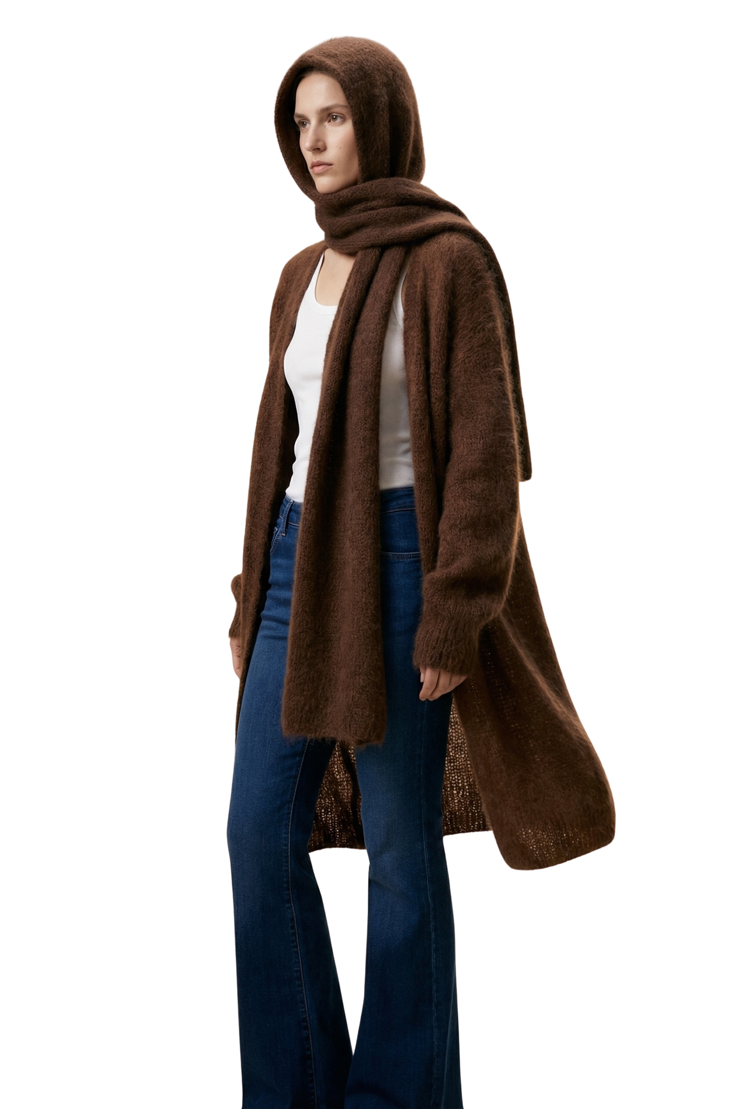 Penn Hooded Alpaca Scarf Cocoa