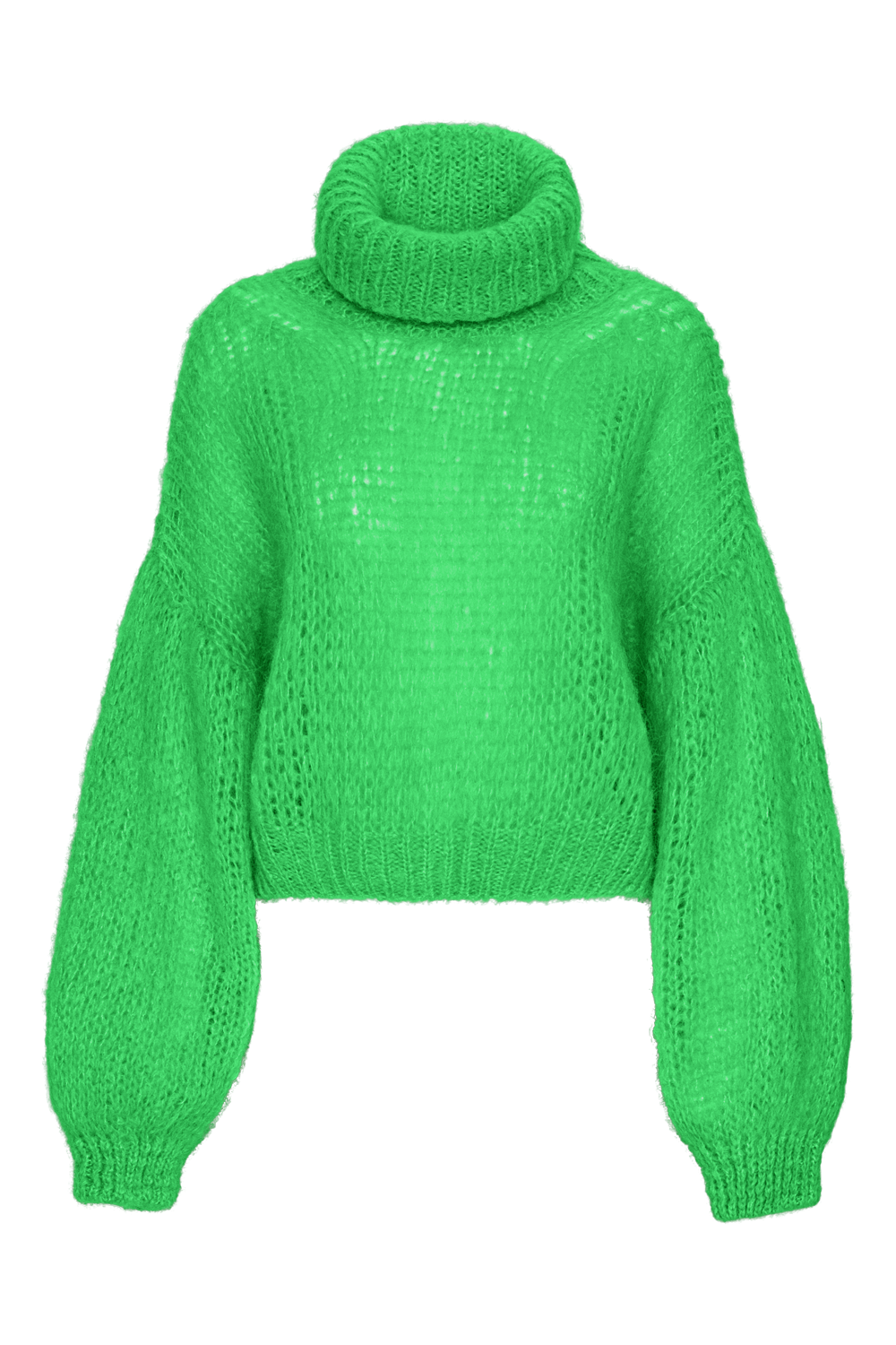 Pepper Roll Neck Alpaca Pullover Cropped Bright Green