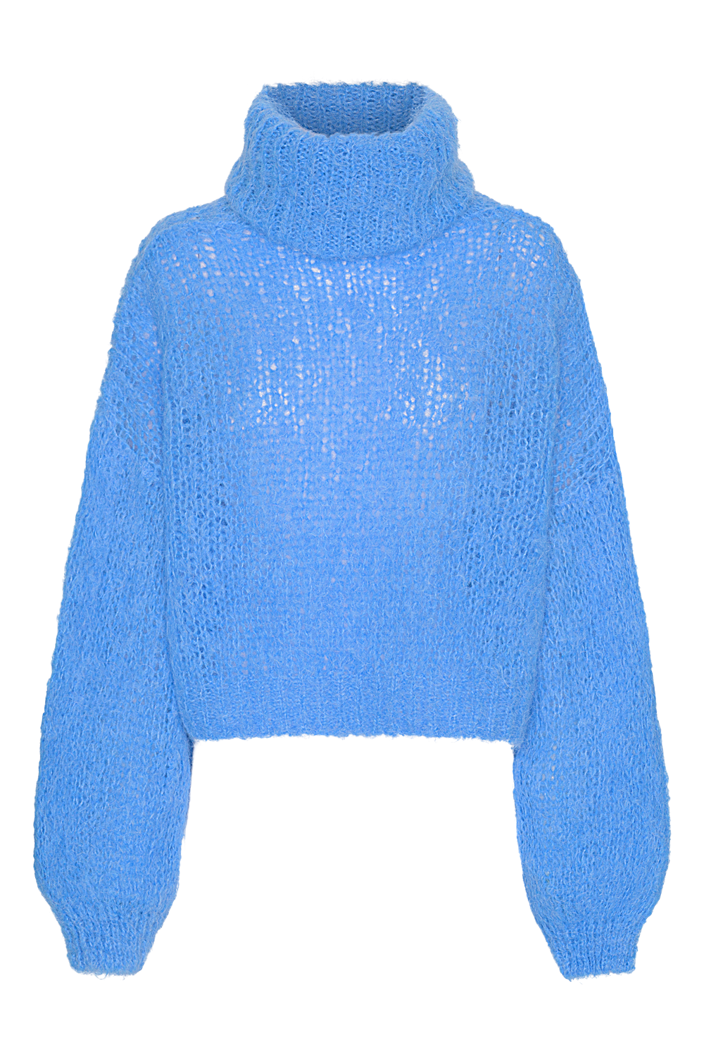 Pepper Roll Neck Alpaca Pullover Cropped Sky Blue