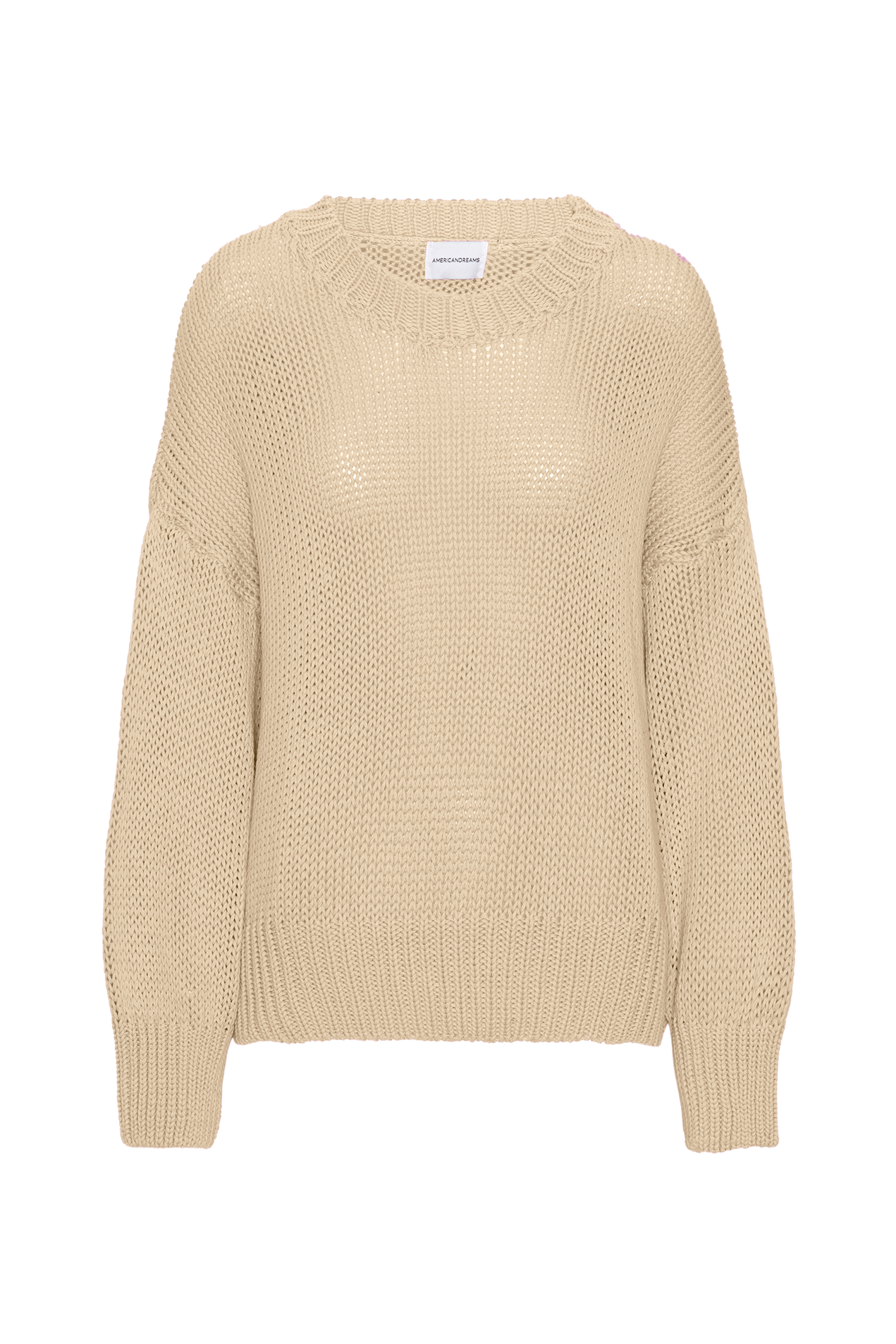 Pepper Round Neck Cotton Pullover Almond