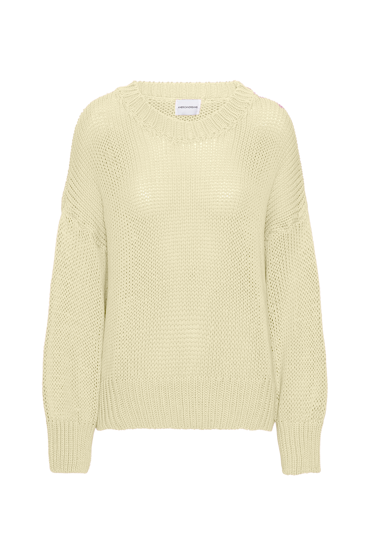 Pepper Round Neck Cotton Pullover Light Yellow