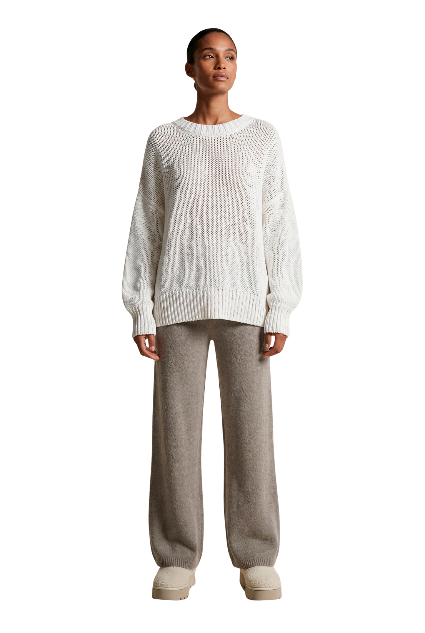 Pepper Round Neck Cotton Pullover White