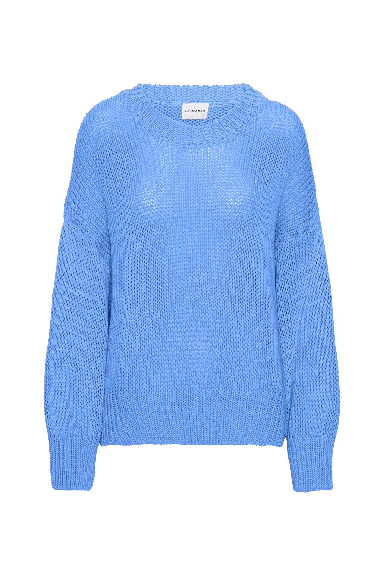 Pepper Round Neck Cotton Pullover Sky Blue