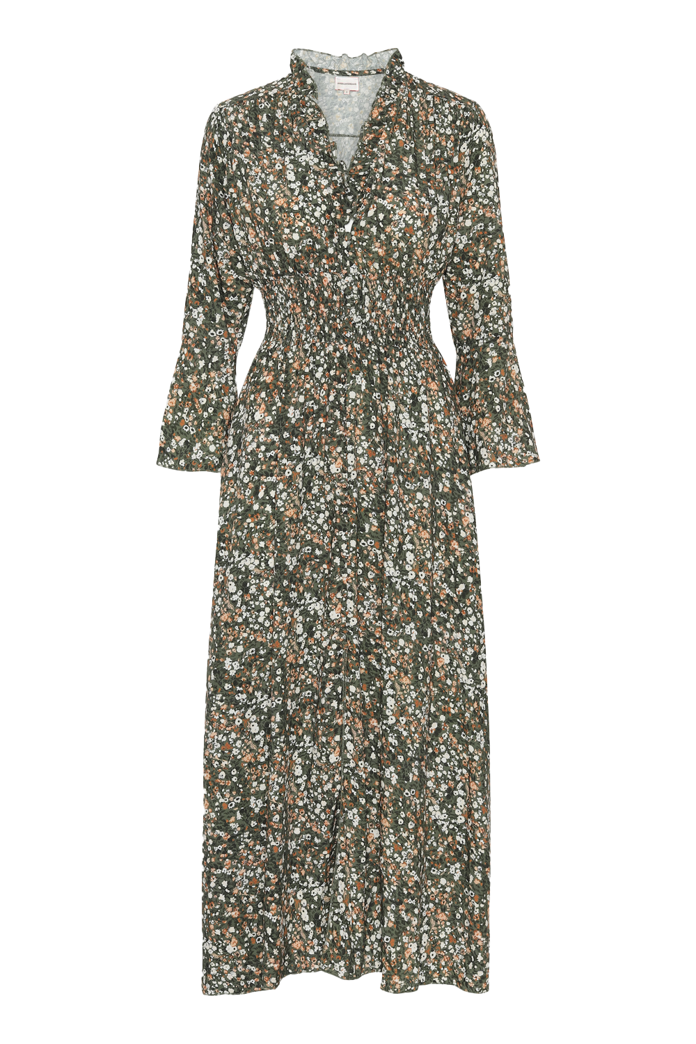 Sally Long Dress Army Green Flower