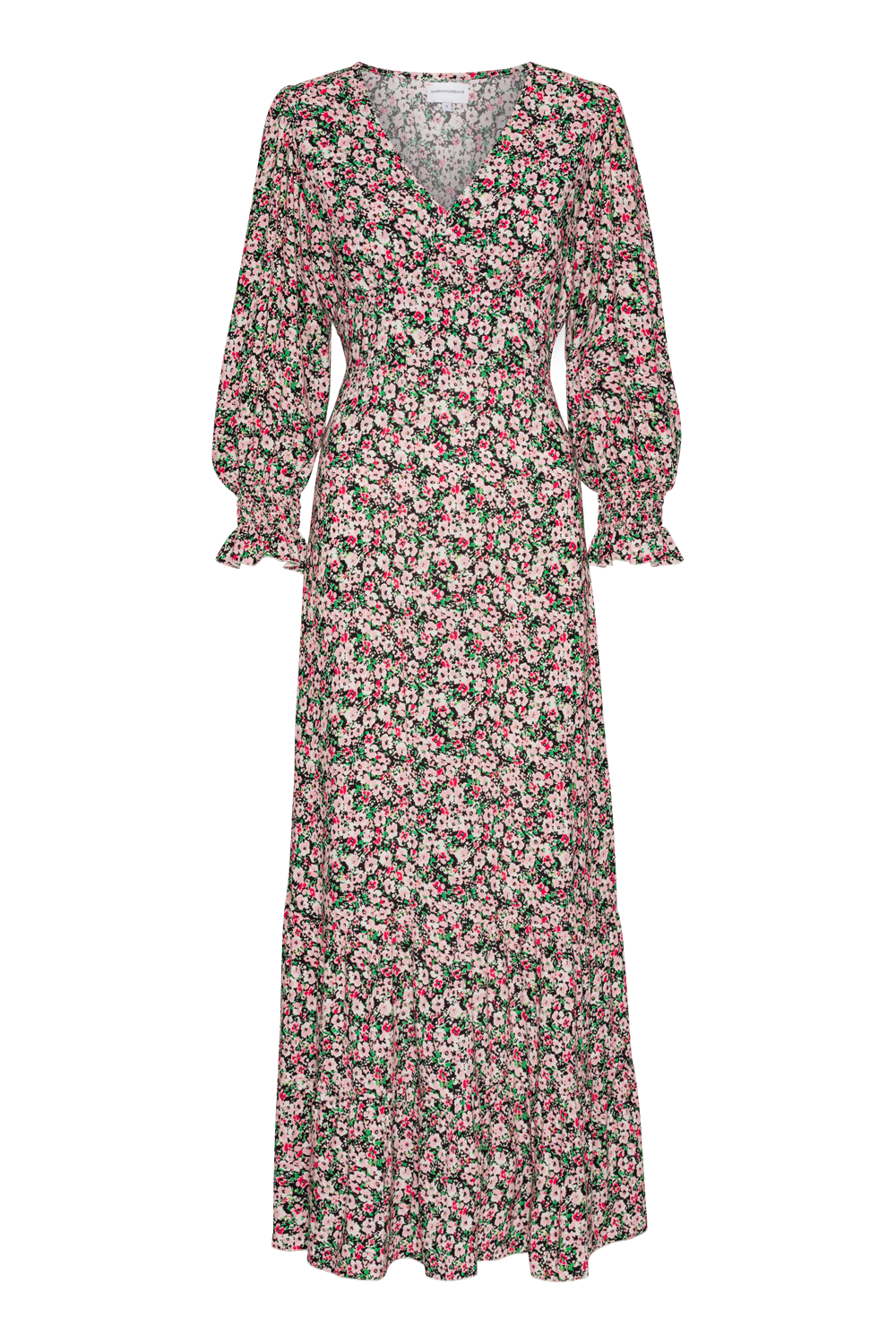 Koko Dress Long Closed Back Black Flower