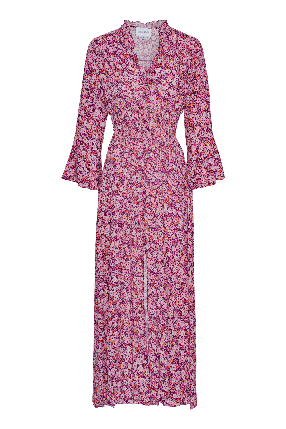 Sally Long Dress Lilac Bordeaux Big Flower